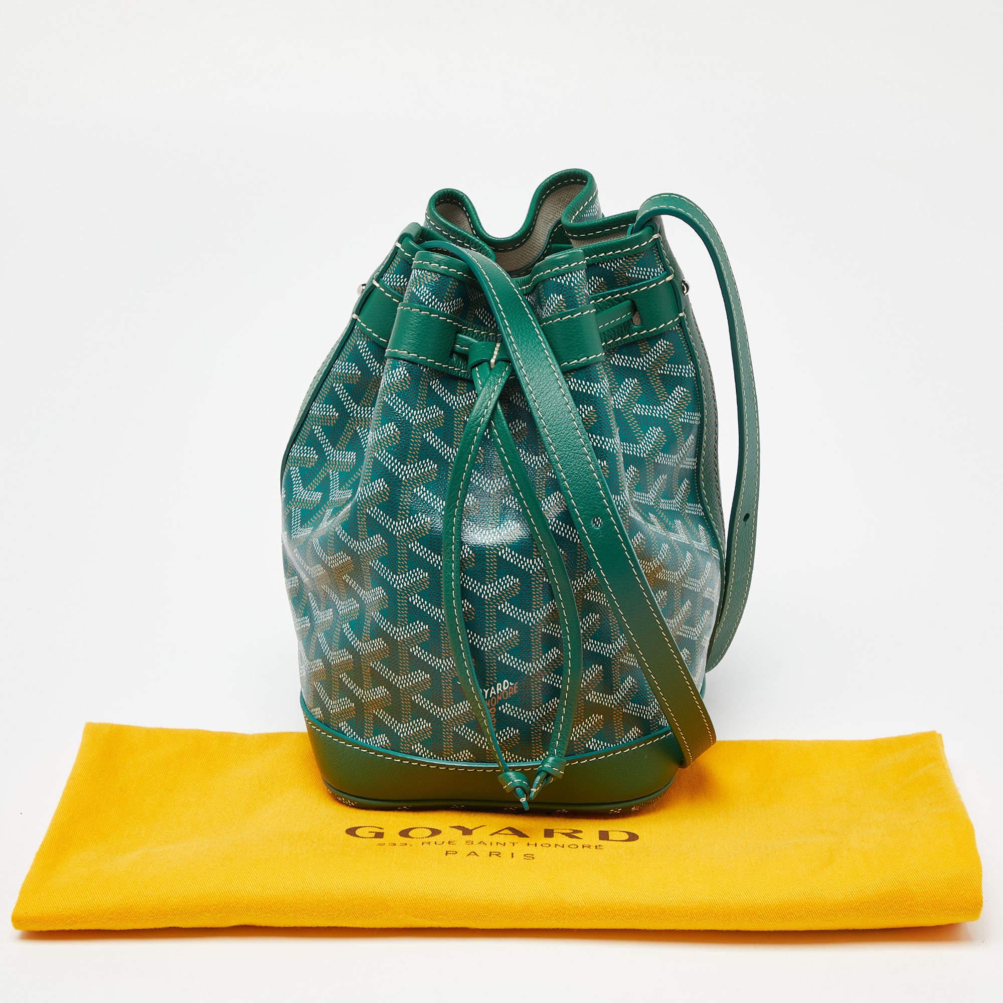 Goyard Green Goyardine Coated Canvas and Leather Petit Flot Bucket Bag Pour femmes en vente