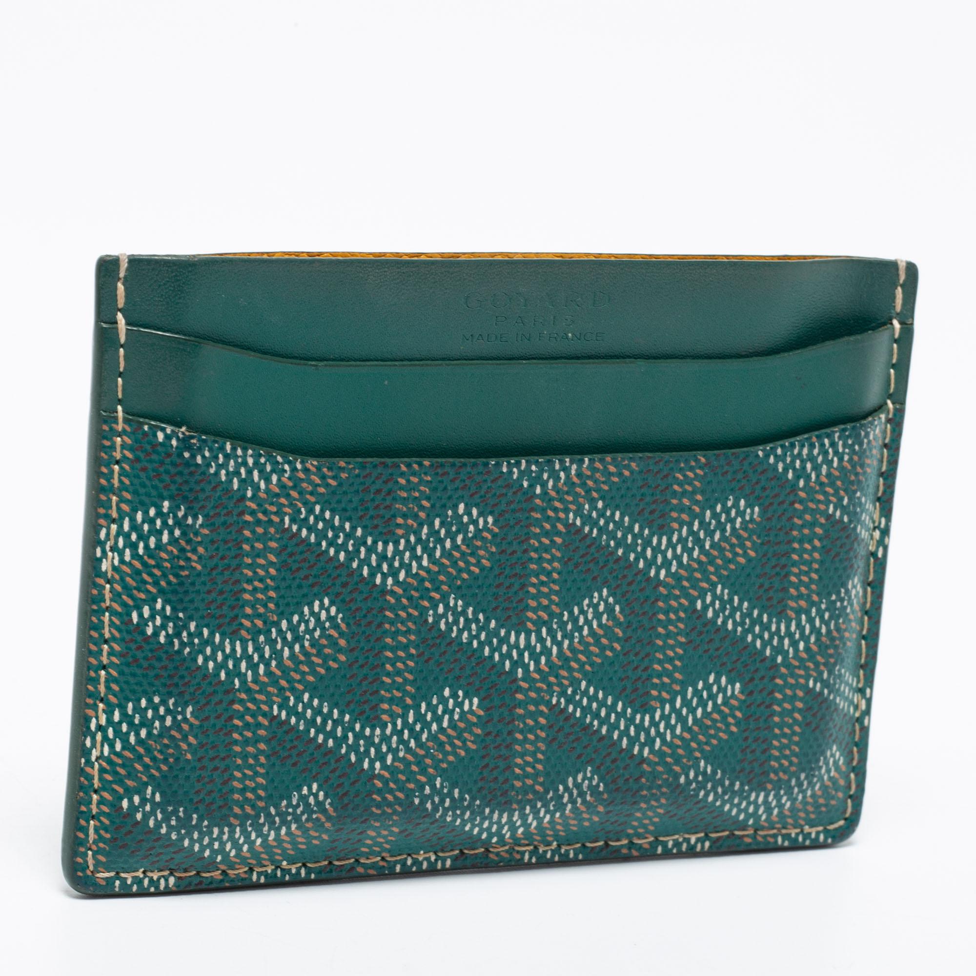 Goyard Porte-cartes Saint Sulpice en toile et cuir enduite de goyardine verte 5