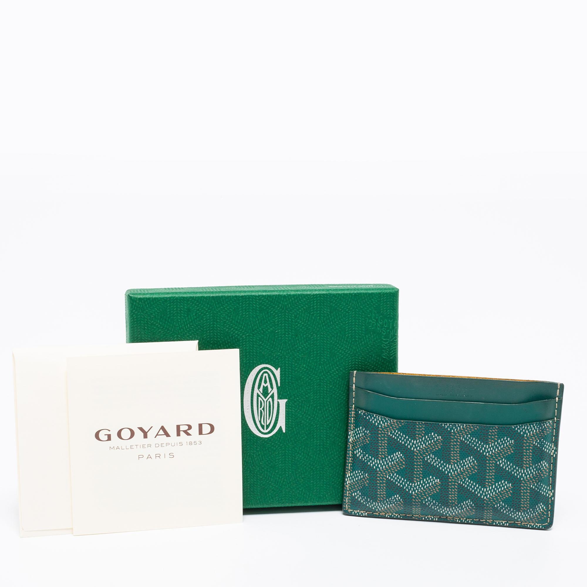 Goyard Porte-cartes Saint Sulpice en toile et cuir enduite de goyardine verte 6