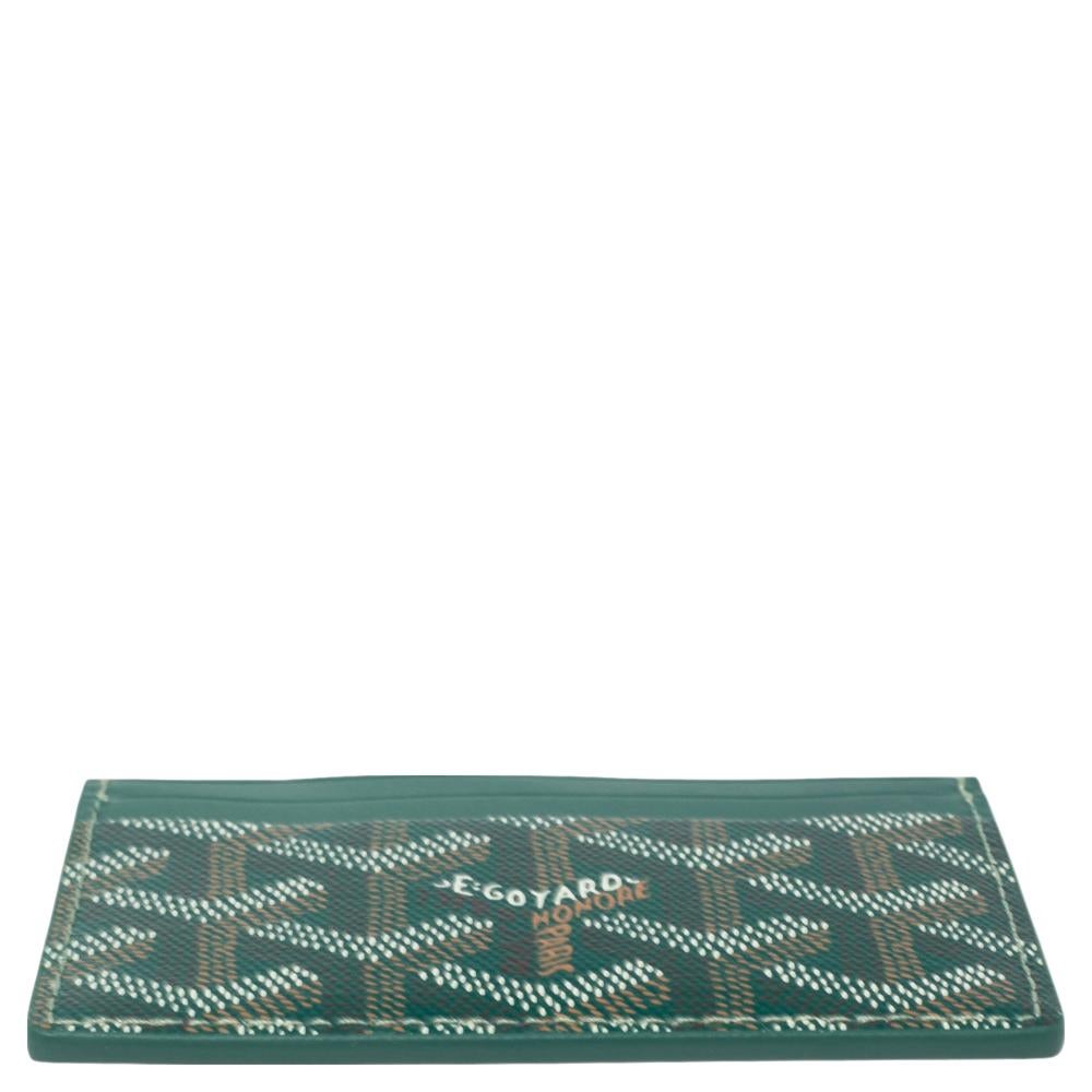 Women's Goyard Green Goyardine Coated Canvas and Leather Saint Sulpice Card Holder