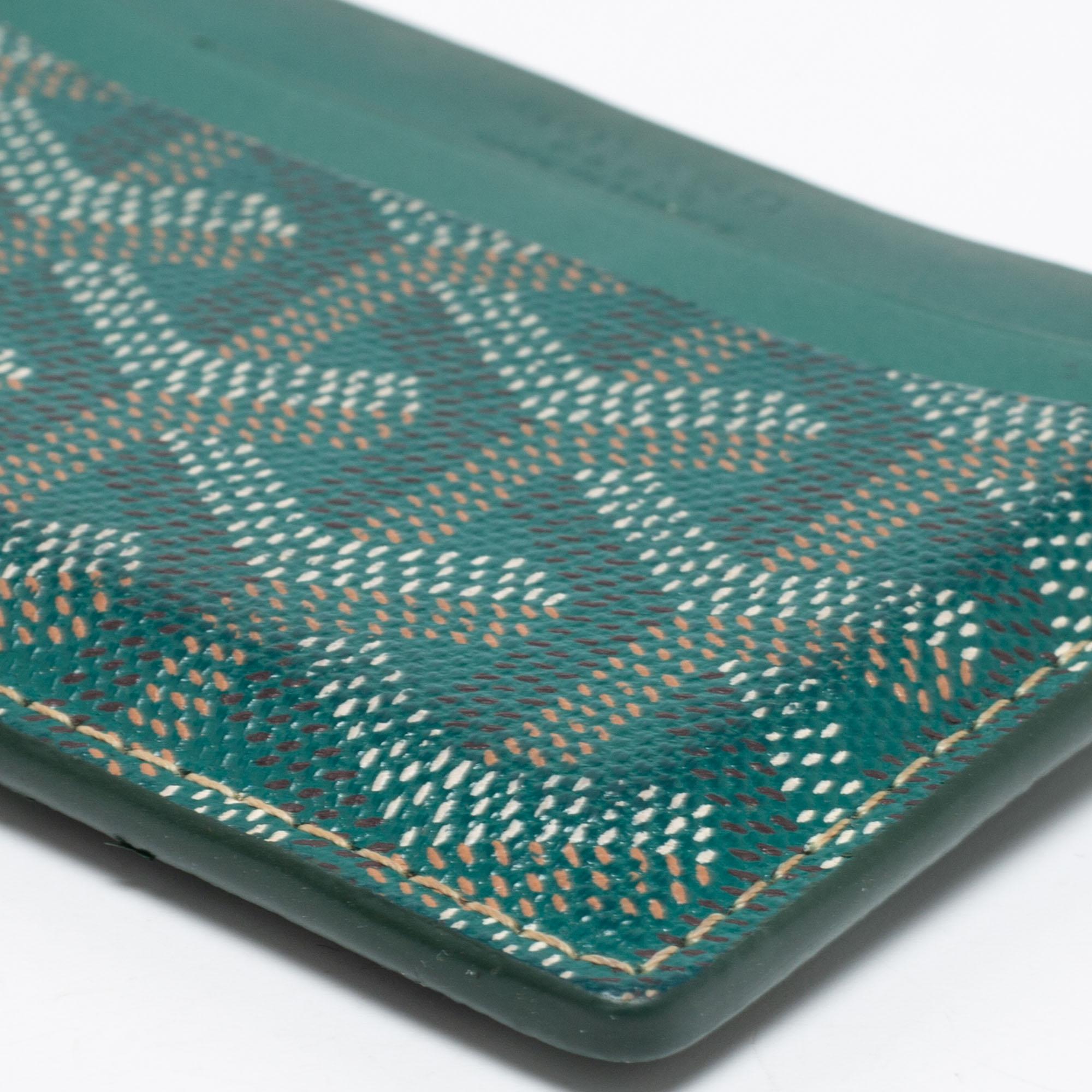 Goyard Porte-cartes Saint Sulpice en toile et cuir enduite de goyardine verte 1