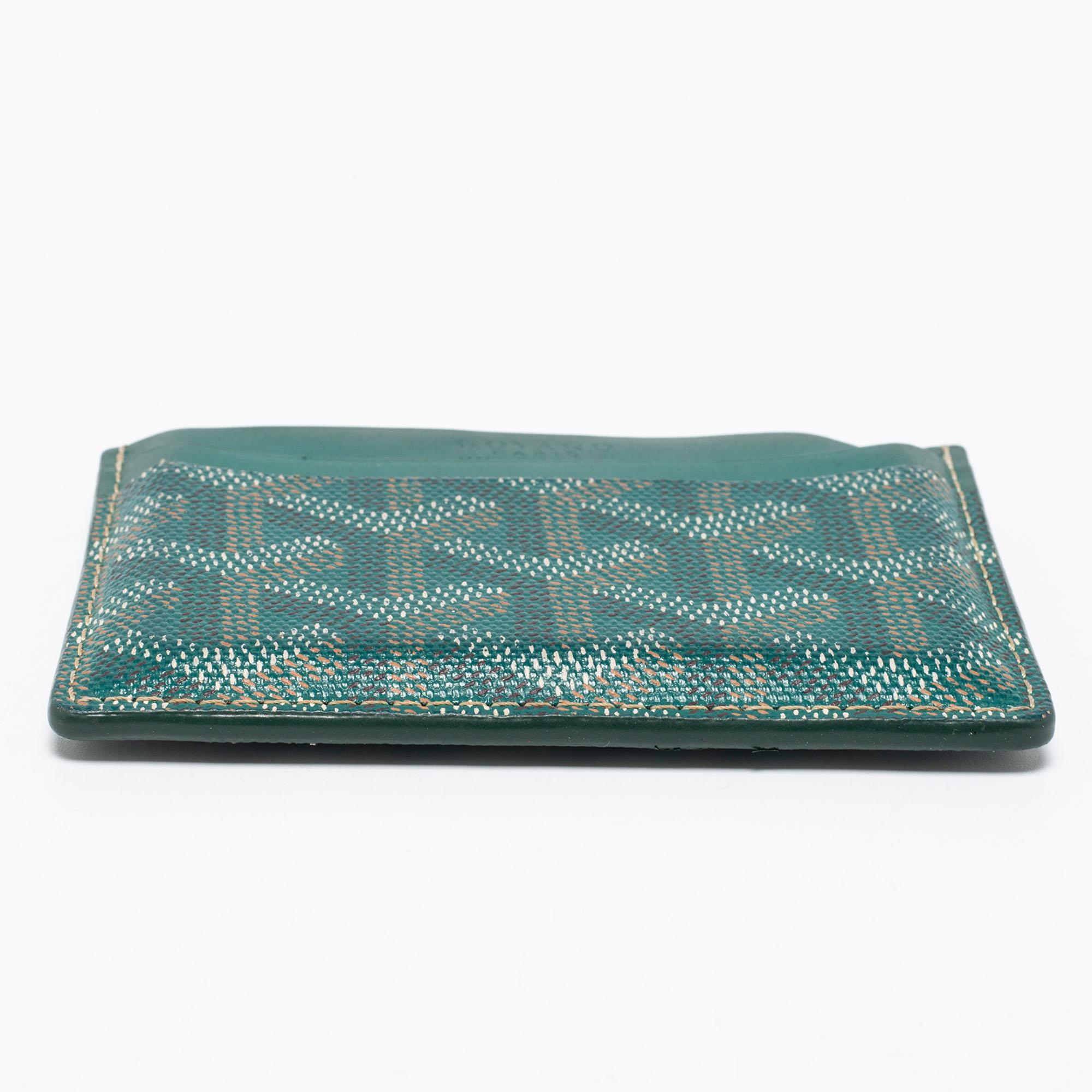 Goyard Porte-cartes Saint Sulpice en toile et cuir enduite de goyardine verte 3