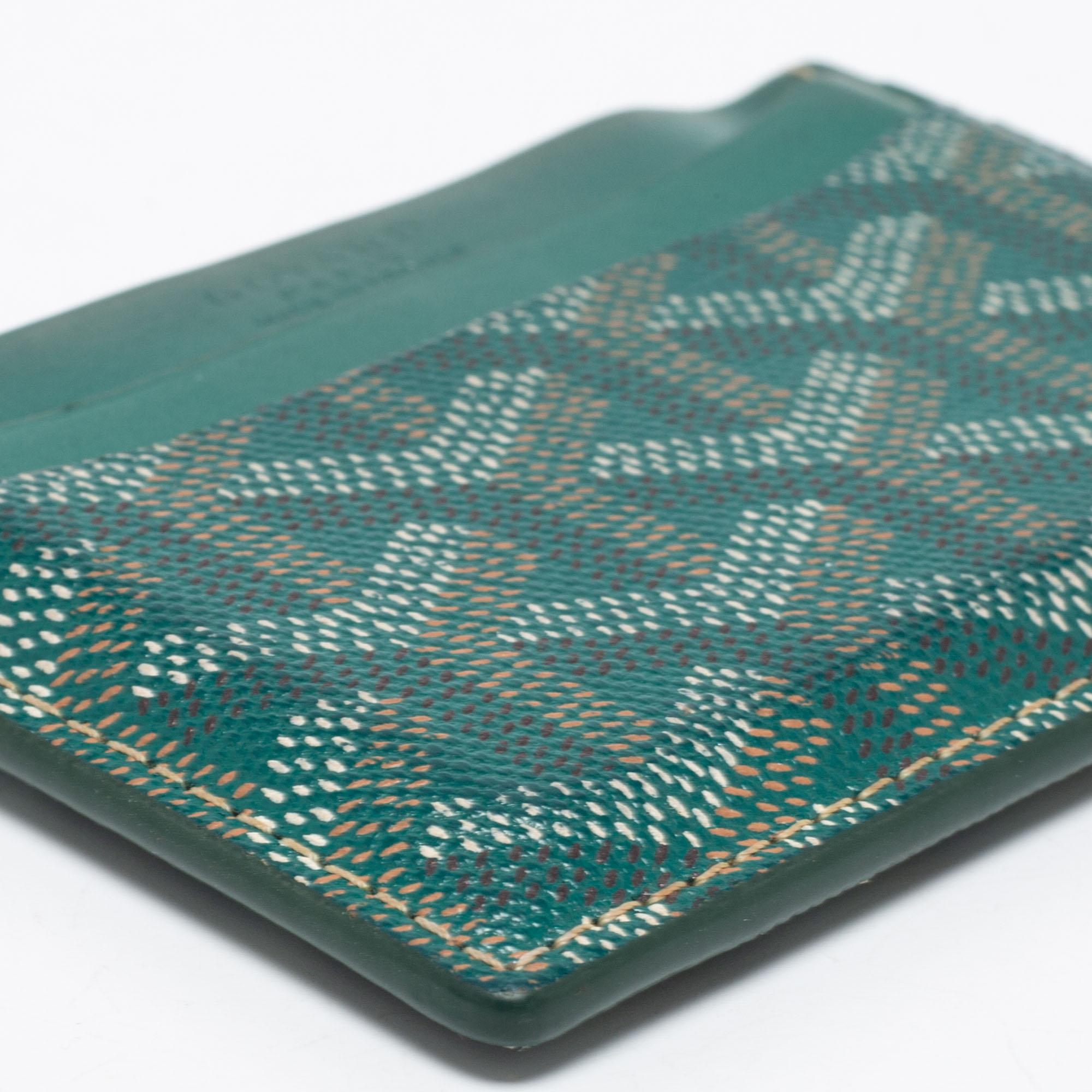 Goyard Porte-cartes Saint Sulpice en toile et cuir enduite de goyardine verte 4