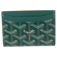 Goyard - Porte-cartes Saint Sulpice en toile et cuir enduite de goyardine verte