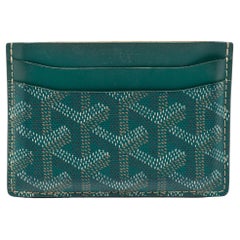 Goyard - Porte-cartes Saint Sulpice en toile et cuir enduite de goyardine verte