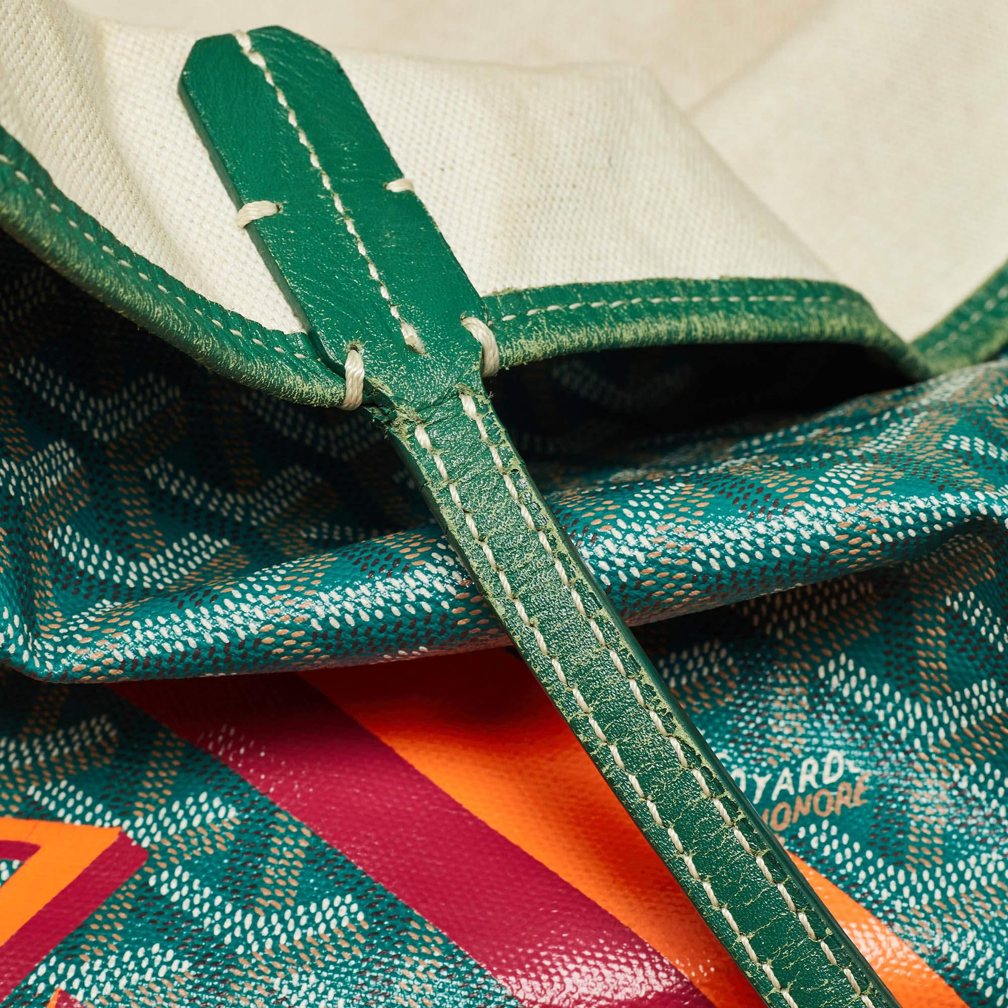 Goyard Green Goyardine Coated Canvas and Leather Stripe Saint Louis GM Tote 2
