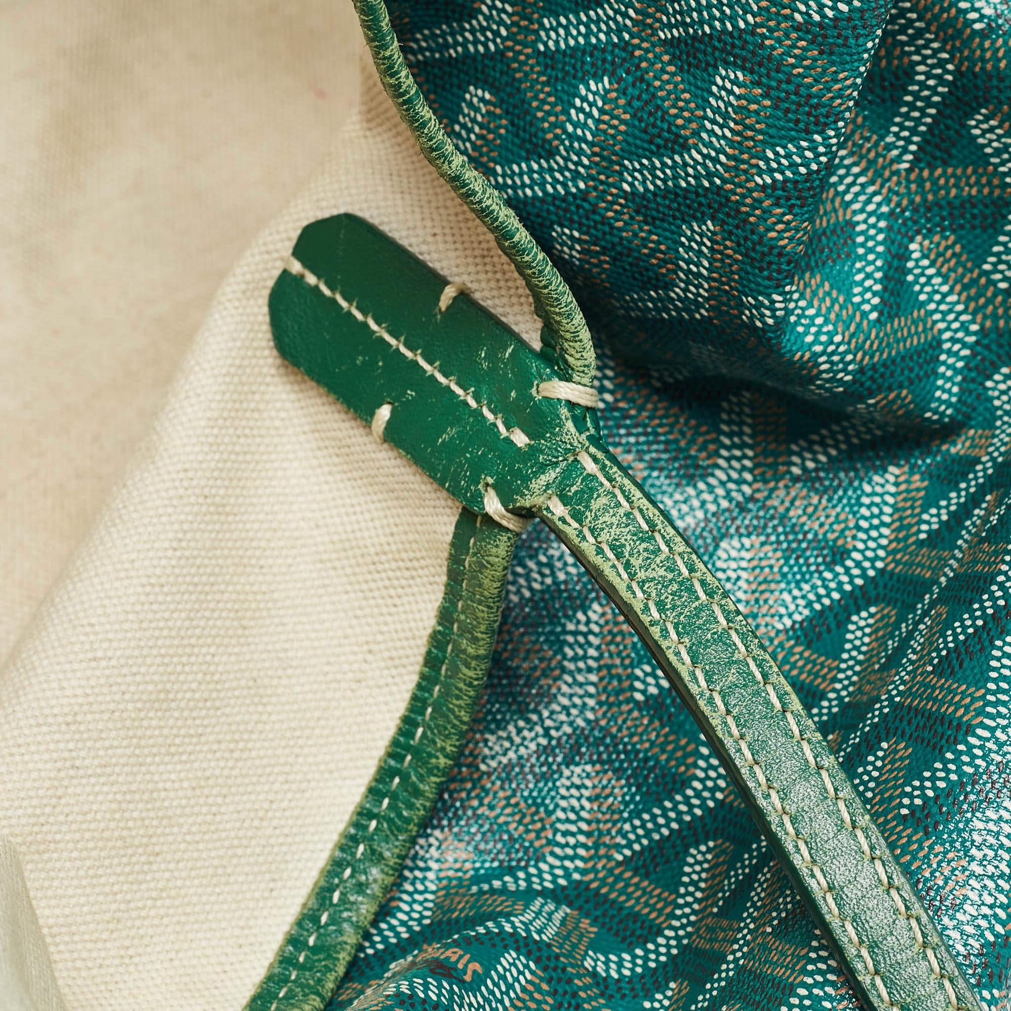 Goyard Green Goyardine Coated Canvas and Leather Stripe Saint Louis GM Tote 3