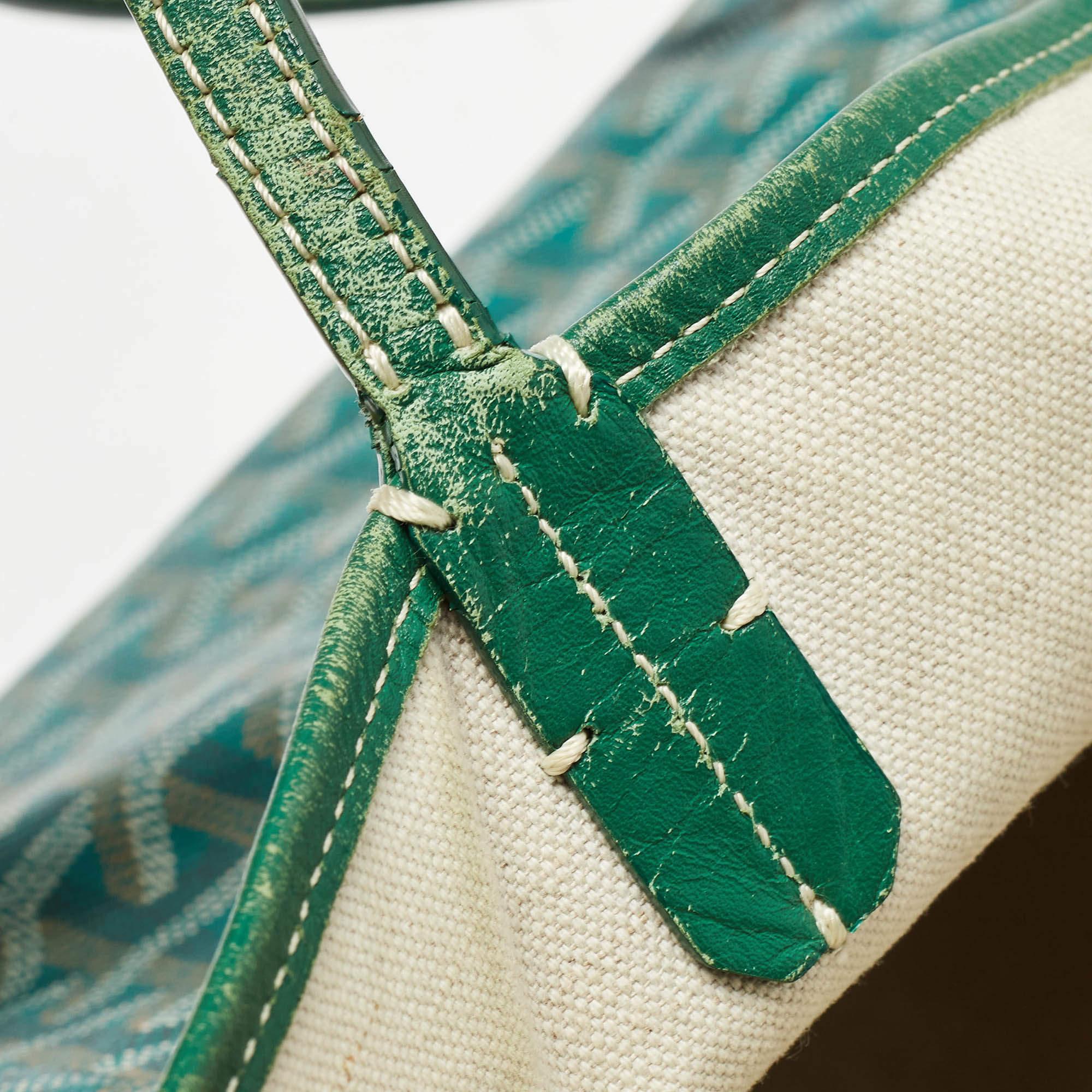 Goyard Green Goyardine Coated Canvas and Leather Stripe Saint Louis GM Tote 4