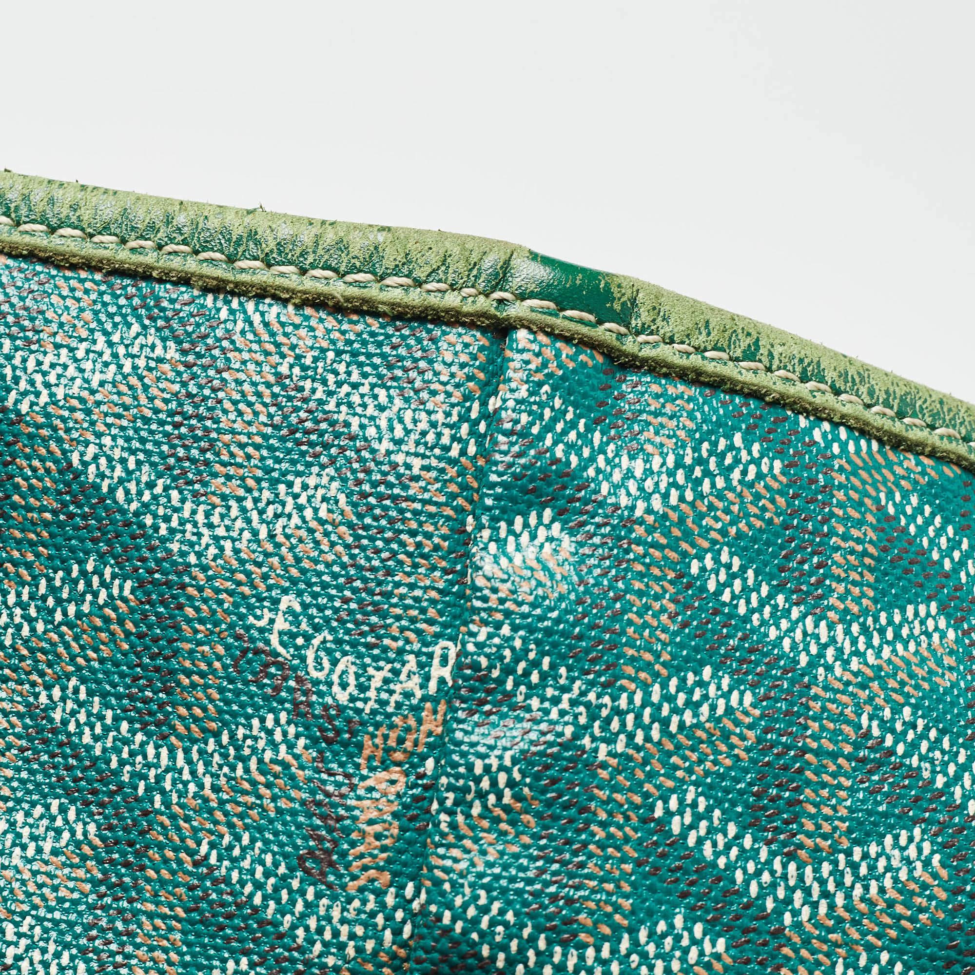 Goyard Green Goyardine Coated Canvas and Leather Stripe Saint Louis GM Tote 5