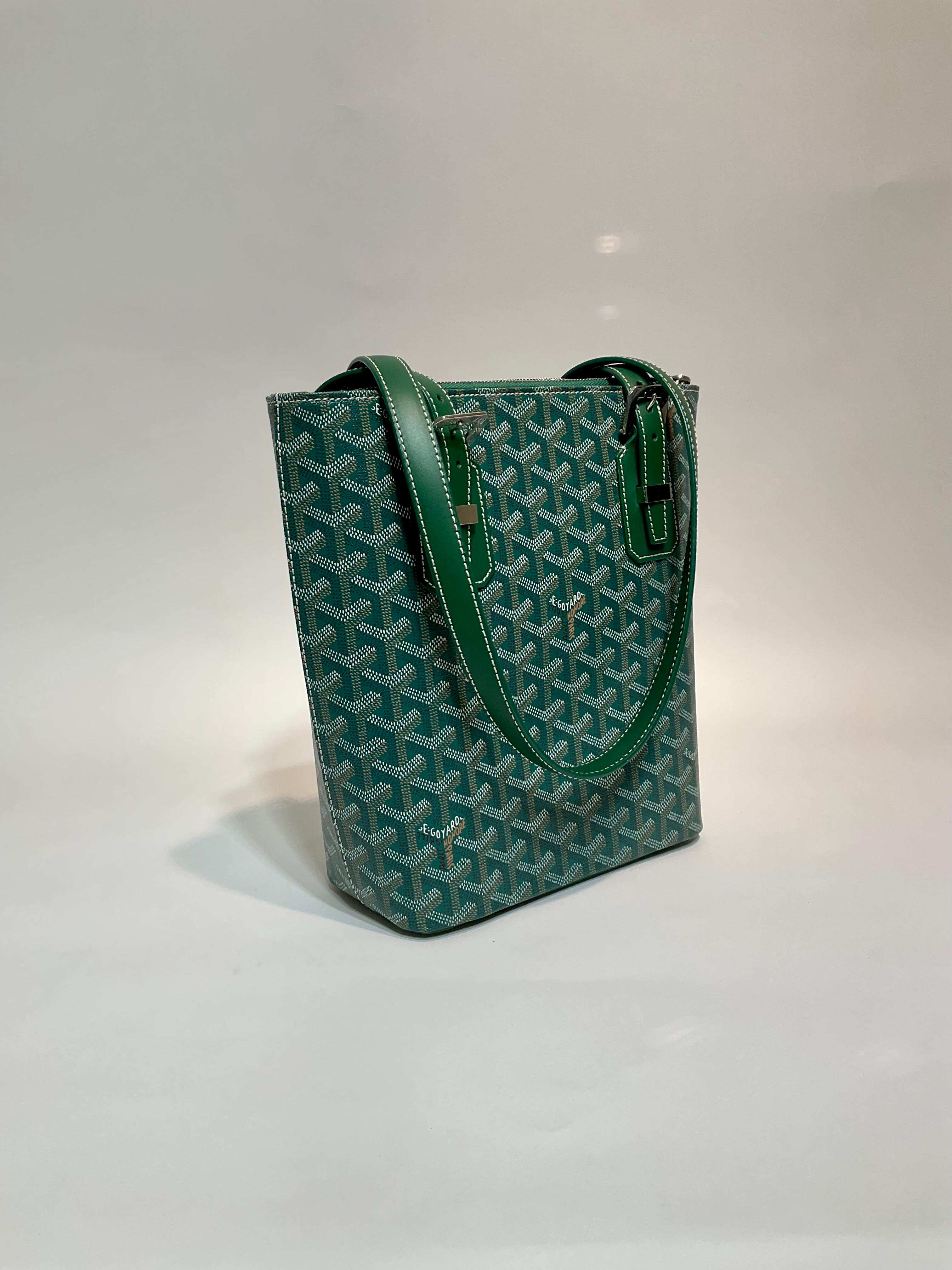 Goyard Green Goyardine Mini Tote In Excellent Condition In Palm Beach, FL