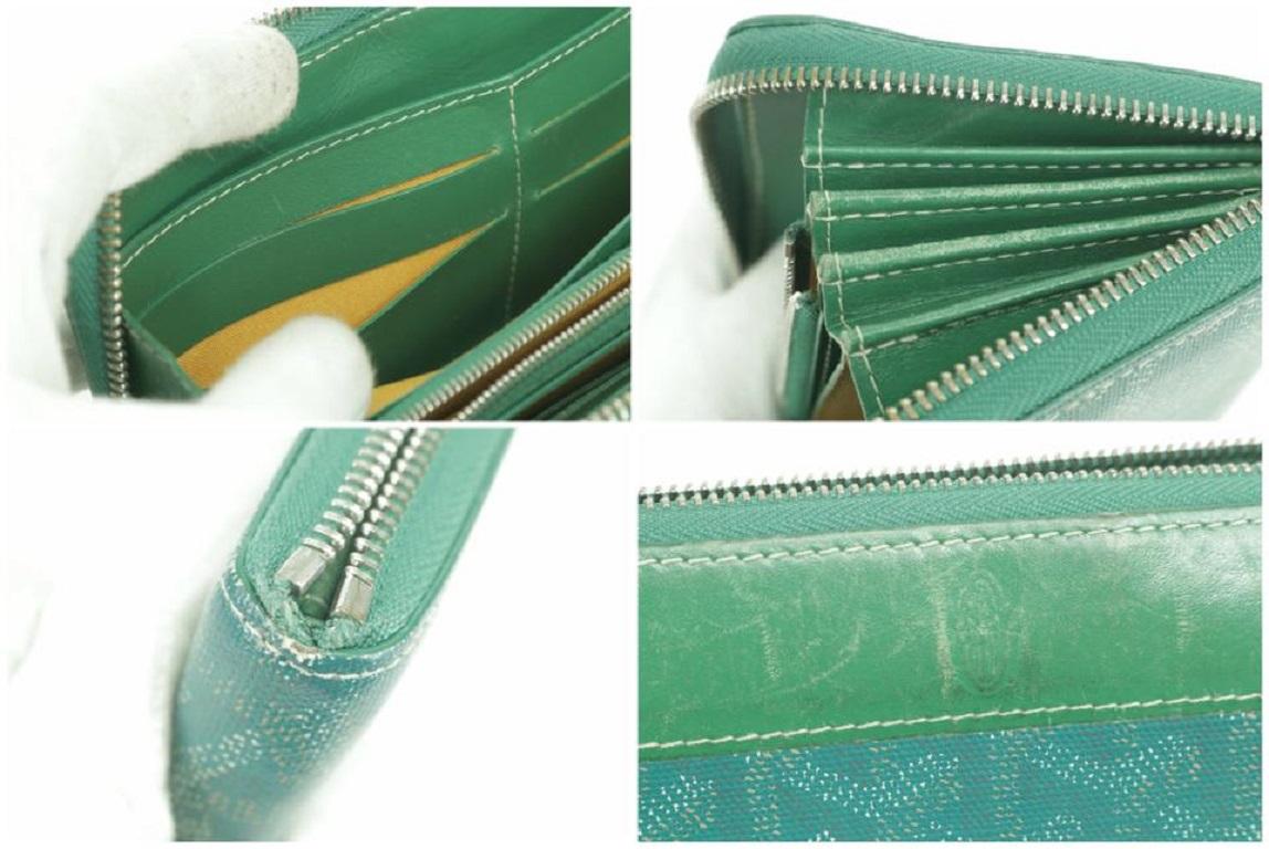 Goyard Green Matignon Gm Chevron Zip 224311 Wallet In Good Condition In Dix hills, NY