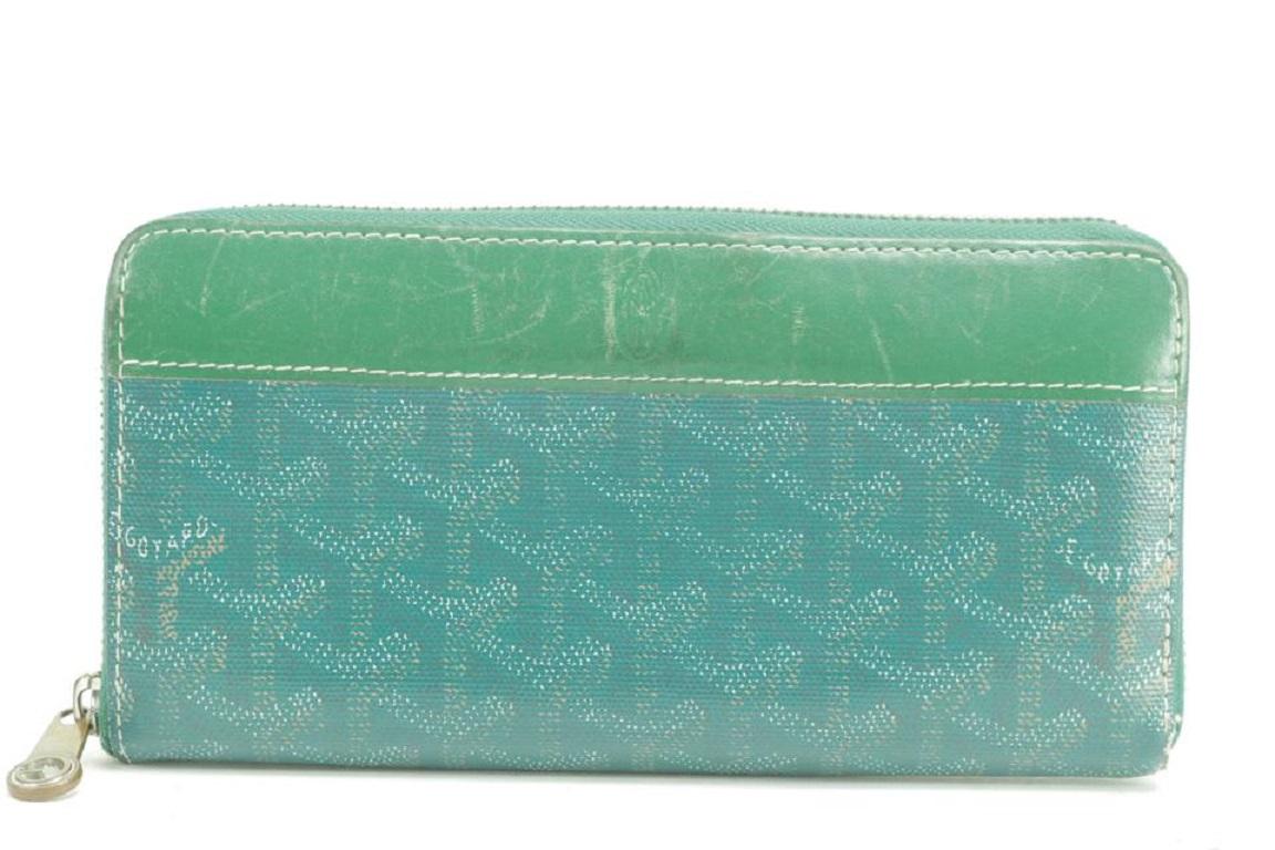 Women's Goyard Green Matignon Gm Chevron Zip 224311 Wallet