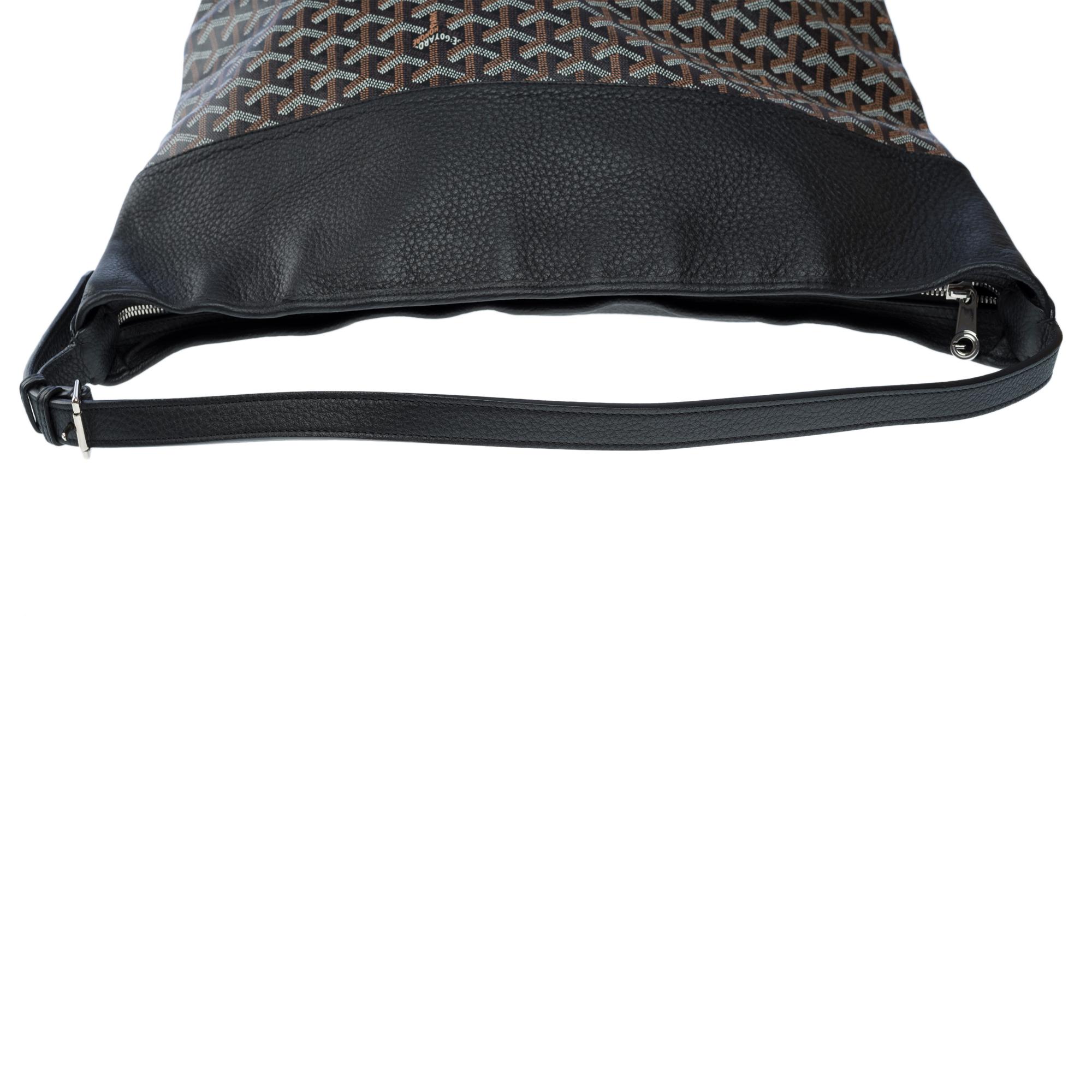 Goyard Grenadine Hobo bag in coated canvas and black leather For Sale 6