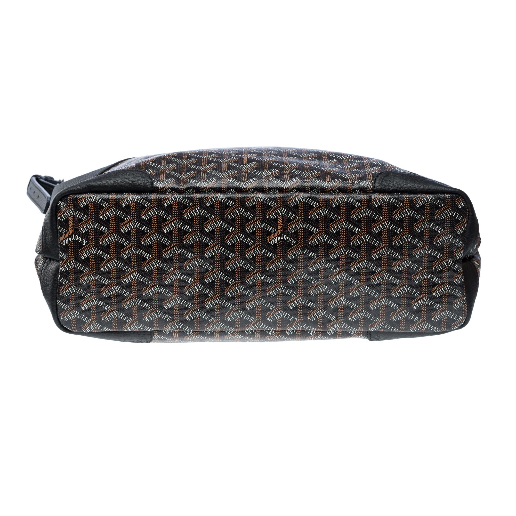 Goyard Grenadine Hobo bag in coated canvas and black leather For Sale 7