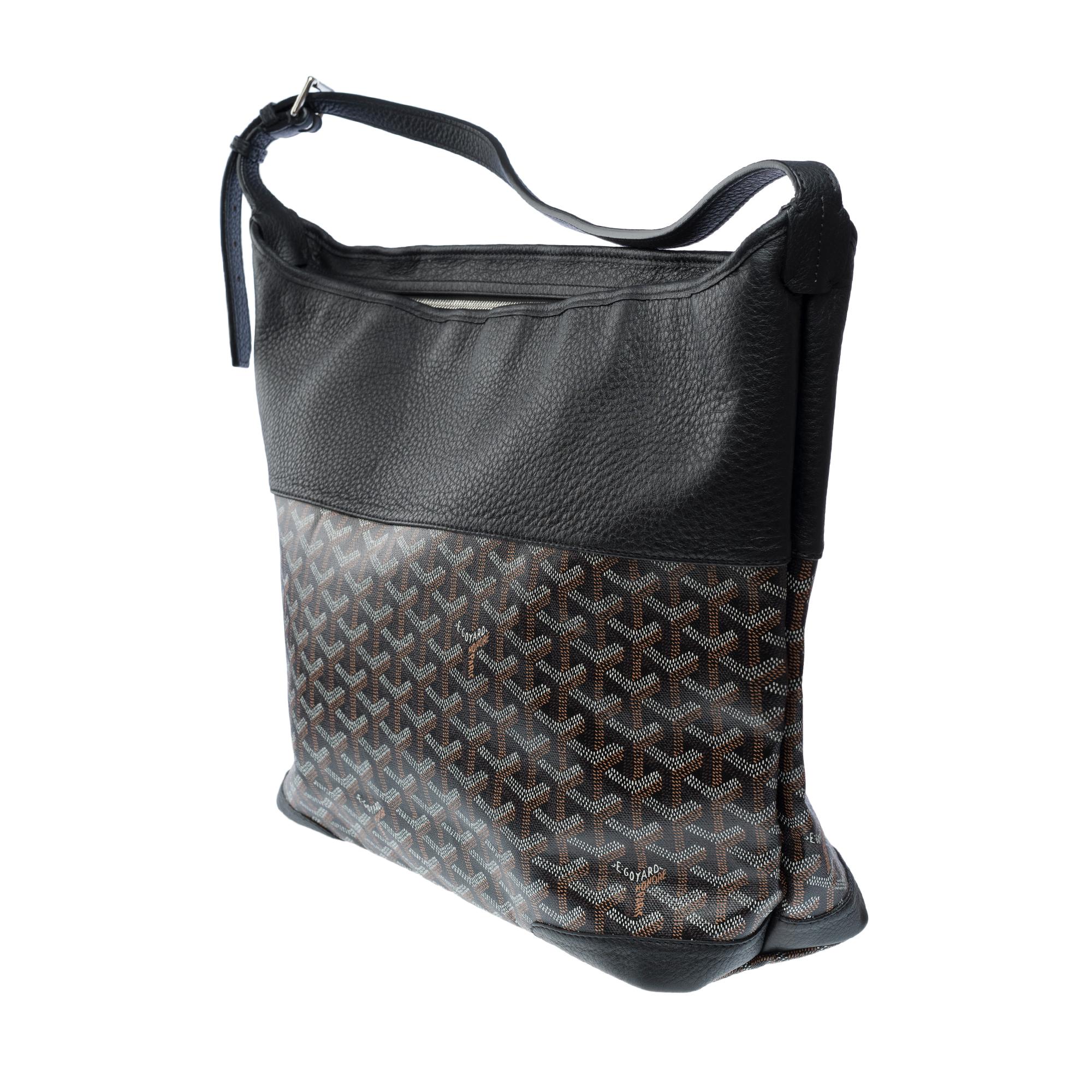 Goyard Grenadine Hobo bag in coated canvas and black leather For Sale 1