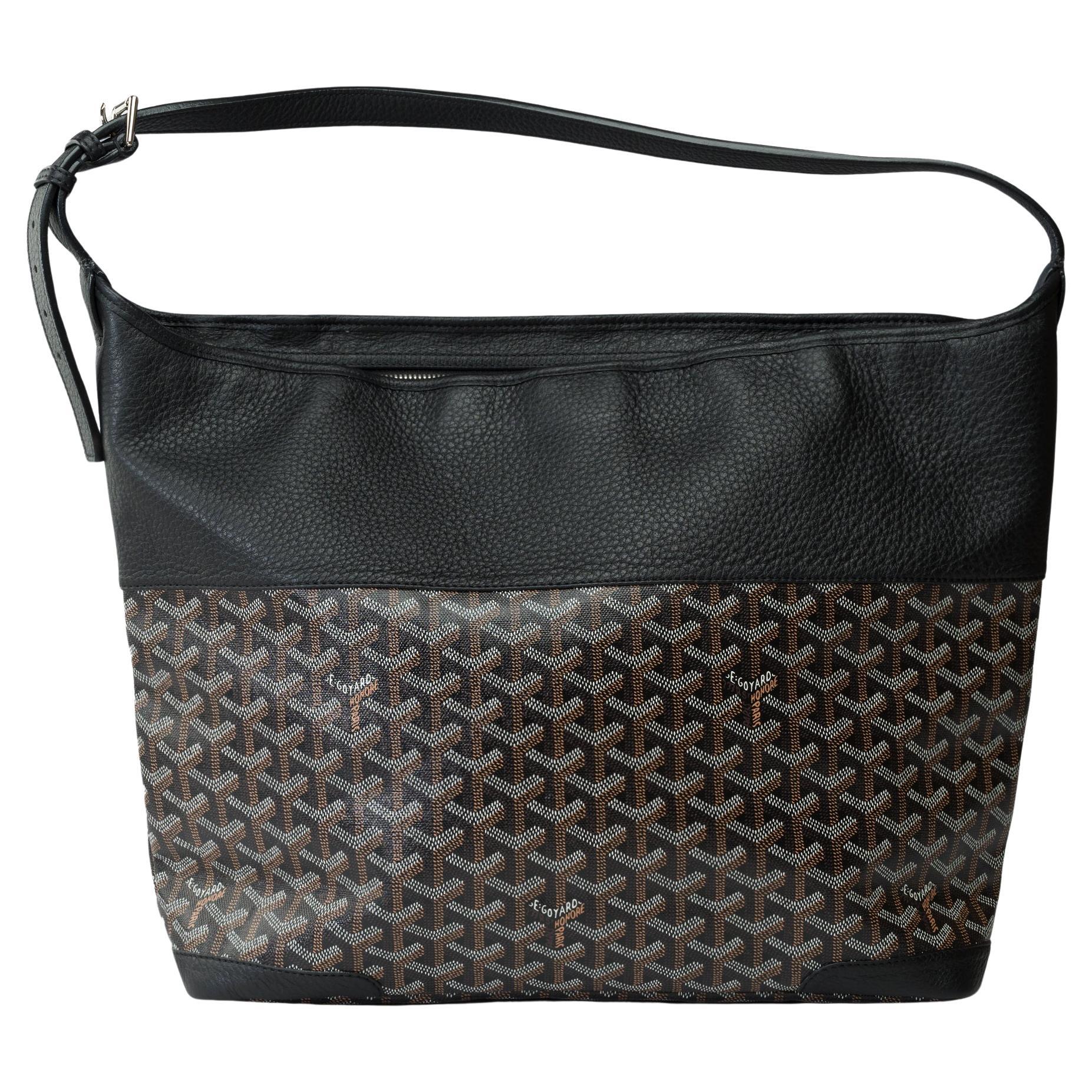 Goyard Grenadine Hobo bag in coated canvas and black leather For Sale