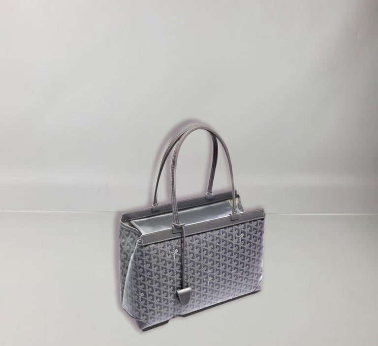 BELLECHASSE BIAUDE PM BAG 36 IN GRAY GOYARDINE CANVAS AND CALFSKIN TRIM
