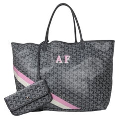 Borsa Goyard in tela grigia Saint Louis GM con iniziali