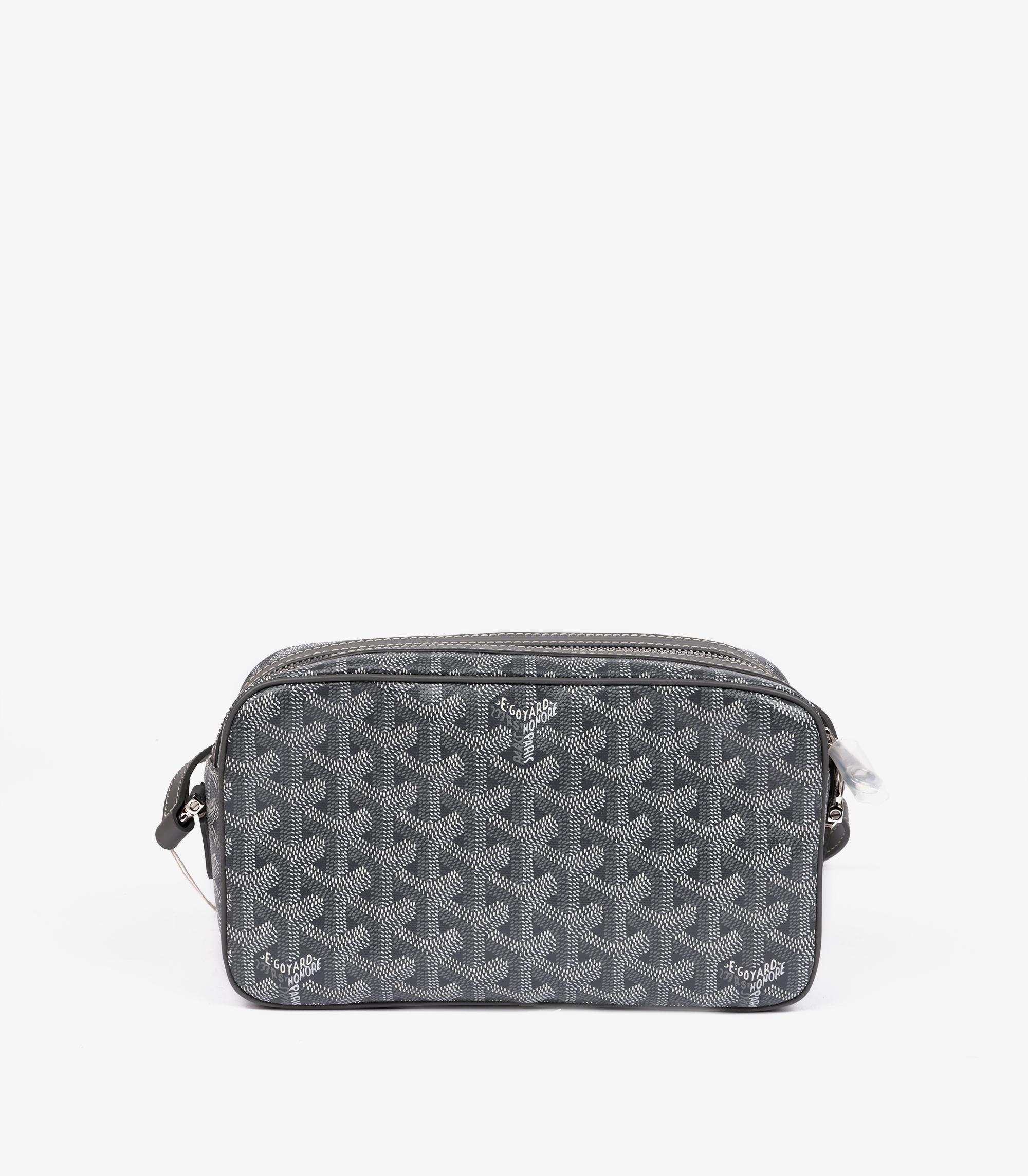 Women's or Men's Goyard Grey Chevron Coated Canvas & Calfskin Leather Cap-Vert PM