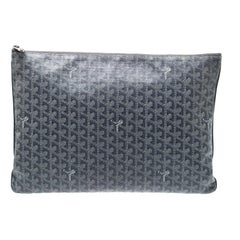 Goyard Grey Chevron Print Coated Canvas Senat Clutch