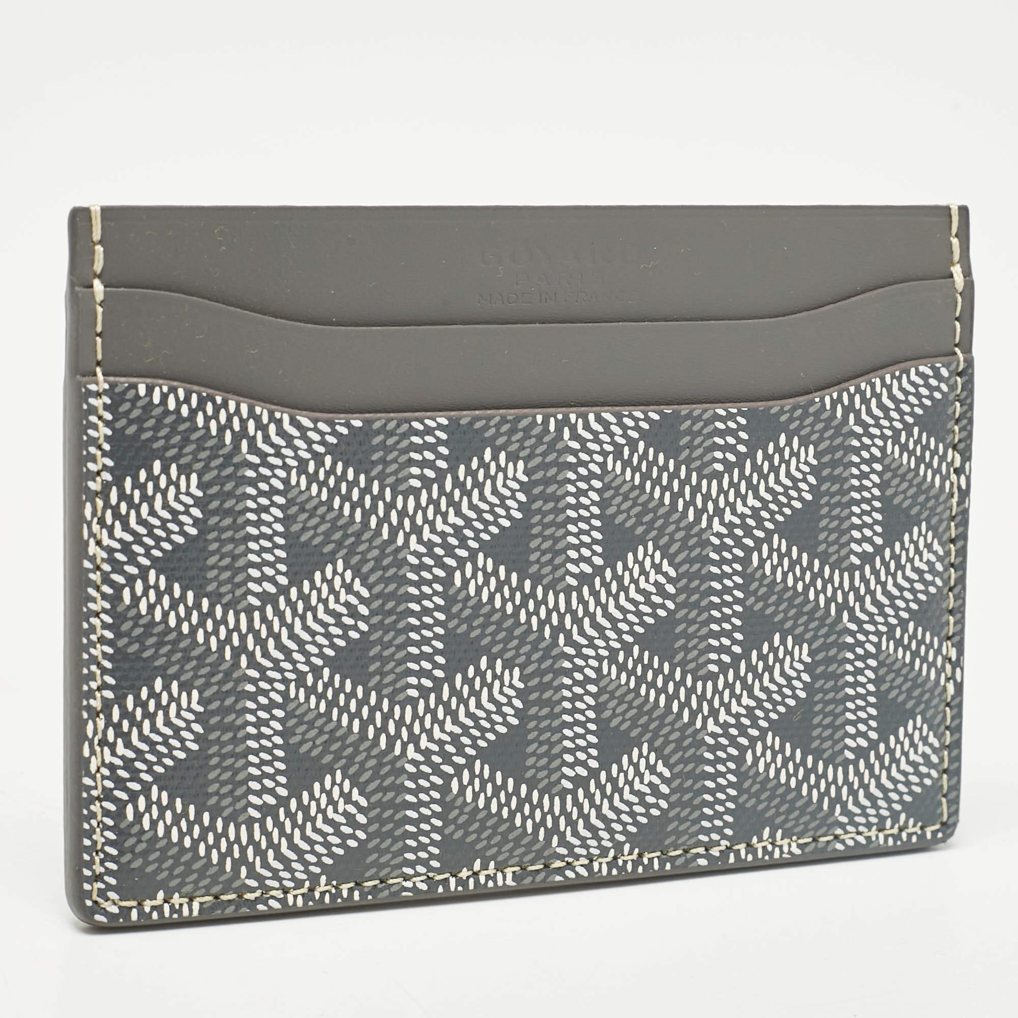 Gray Goyard Grey Coated Canvas and Leather Saint Sulpice Card Holder
