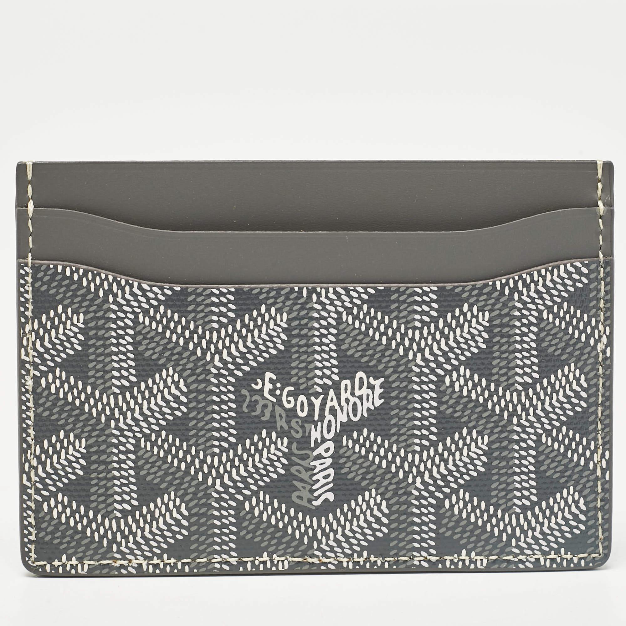 Goyard Grey Coated Canvas and Leather Saint Sulpice Card Holder In New Condition In Dubai, Al Qouz 2
