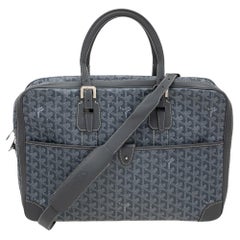 Goyard Ambassade MM Aktentasche aus grauem Goyardine Segeltuch und Leder