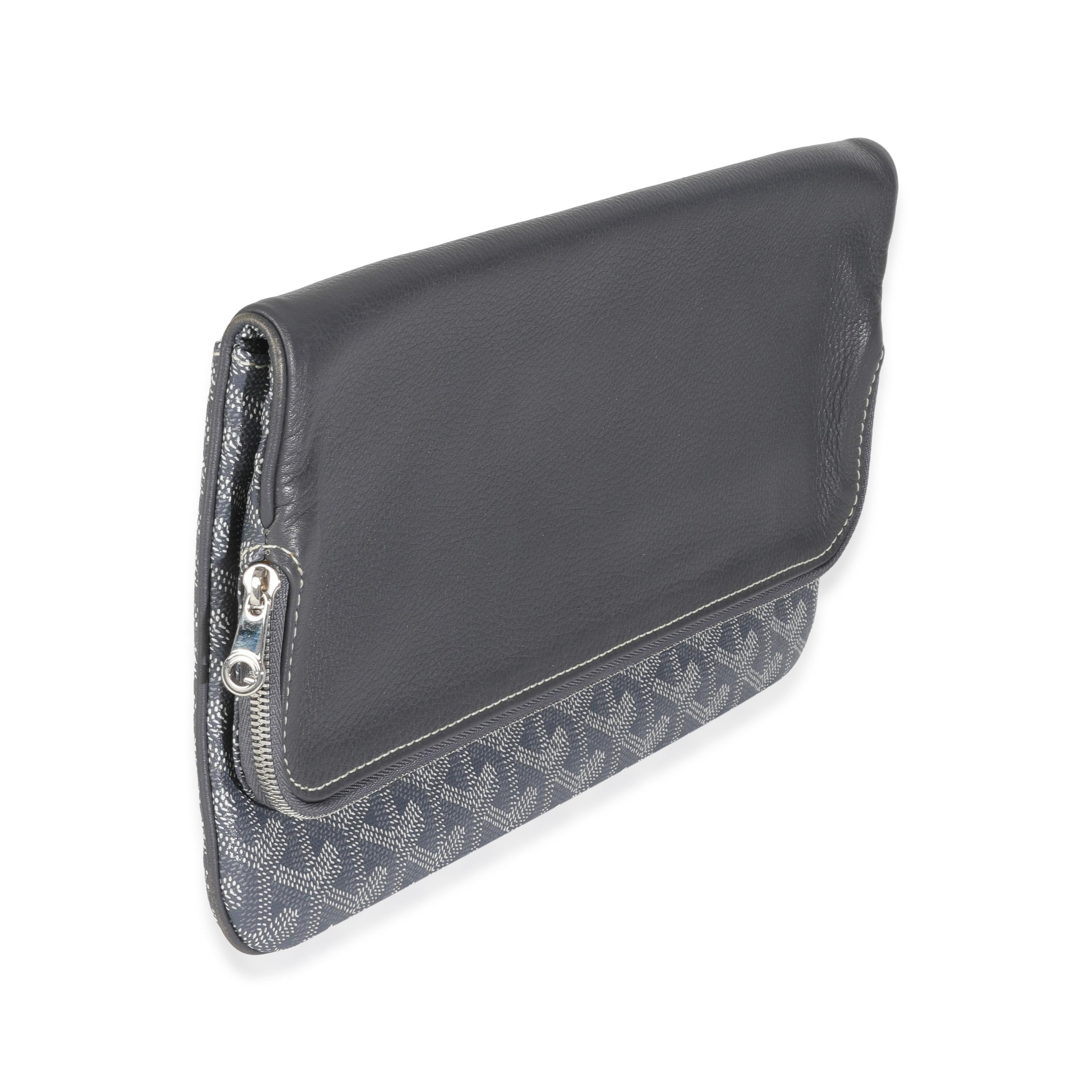 Gray Goyard Grey Goyardine Canvas Sainte Marie Soft Clutch For Sale