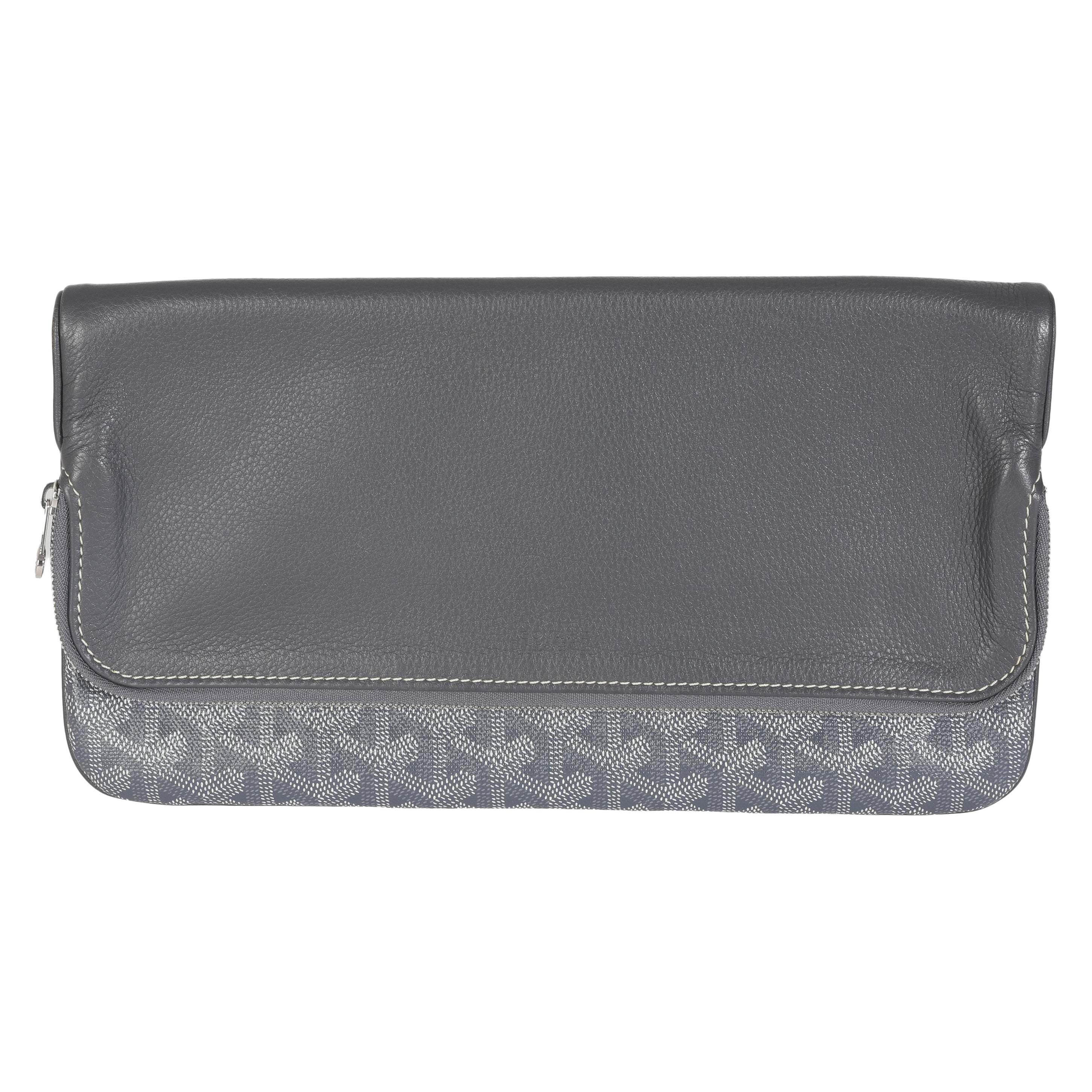Goyard Grey Goyardine Canvas Sainte Marie Soft Clutch For Sale
