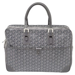 Used Goyard Grey Goyardine Coated Canvas and Leather Ambassade MM Briefcase Bag