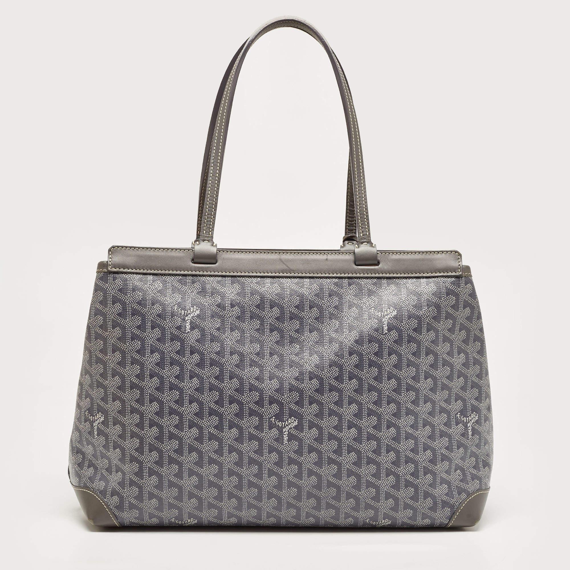 Goyard Grey Goyardine Coated Canvas and Leather Bellechasse PM Tote 6