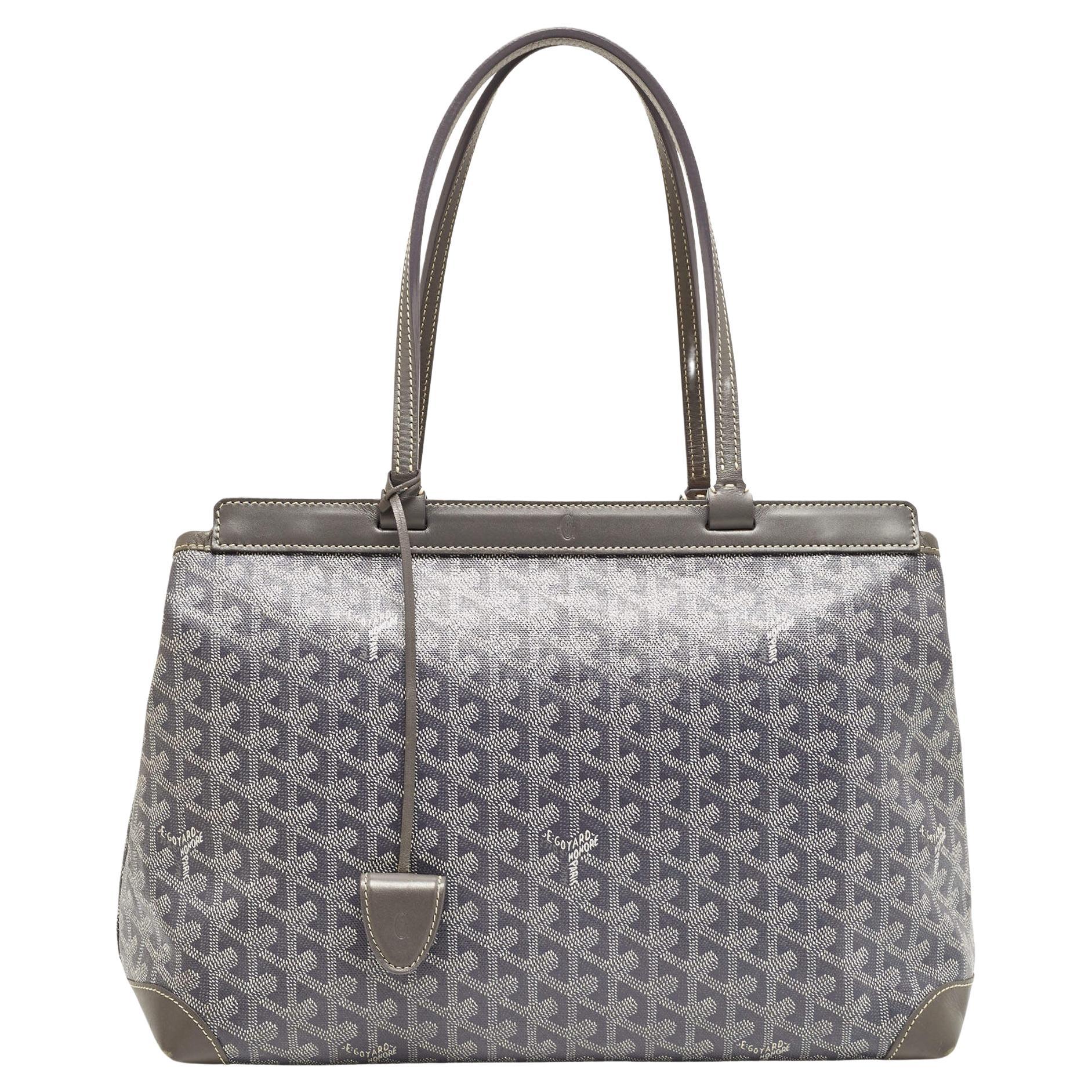 Goyard Grey Goyardine Coated Canvas and Leather Bellechasse PM Tote