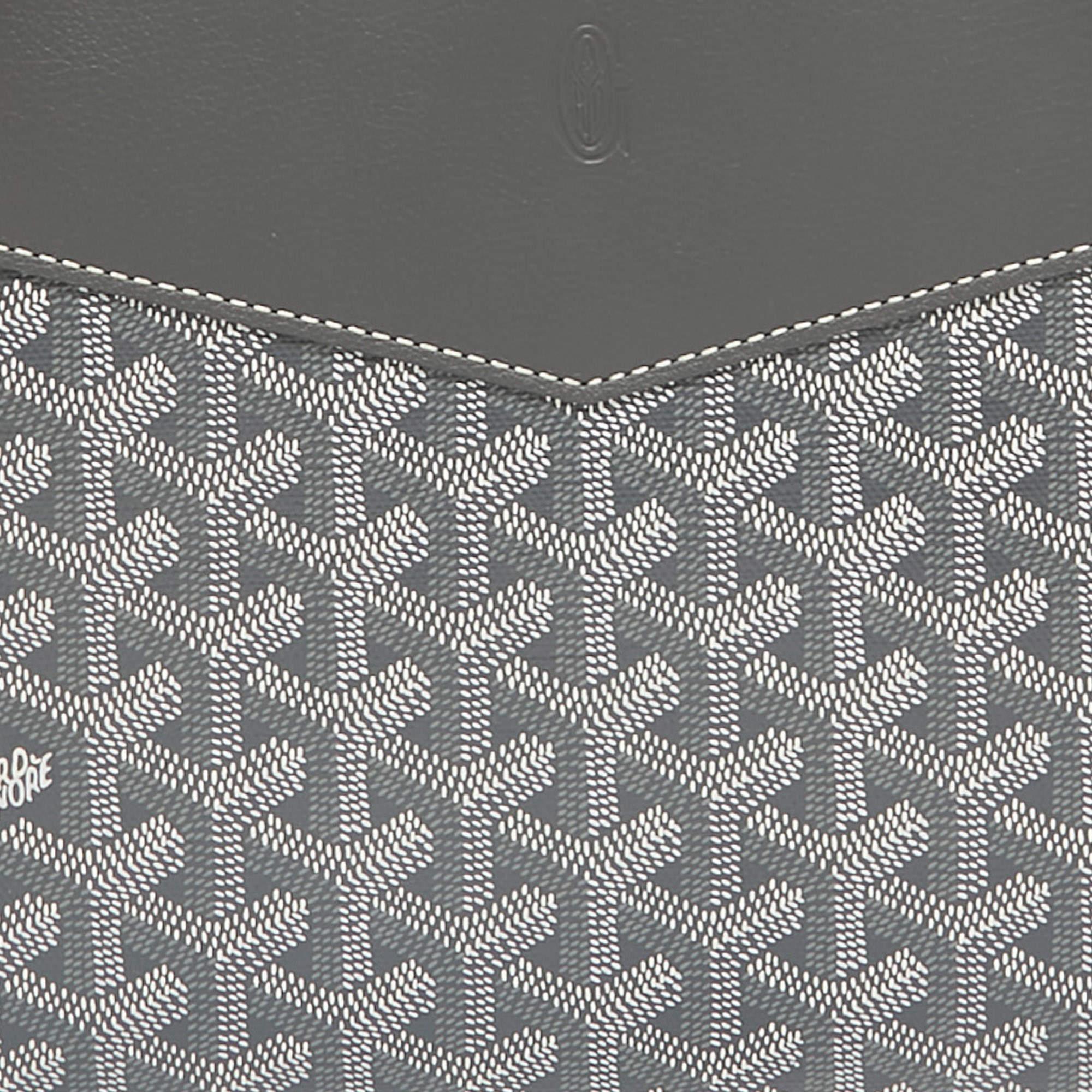 Women's Goyard Grey Goyardine Coated Canvas and Leather Rouette Structure PM Shoulder Bag