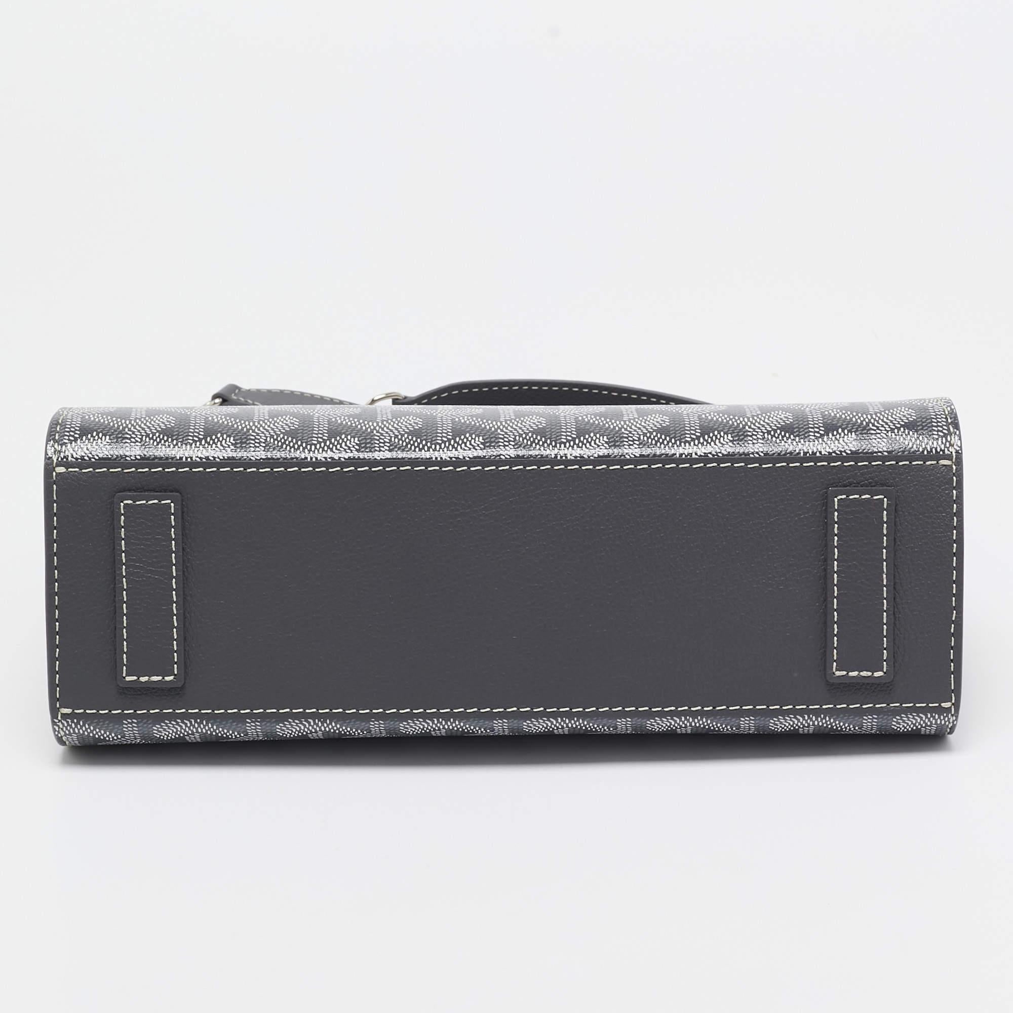 Goyard Grey Goyardine Coated Canvas and Leather Rouette Structure PM Shoulder Bag 1