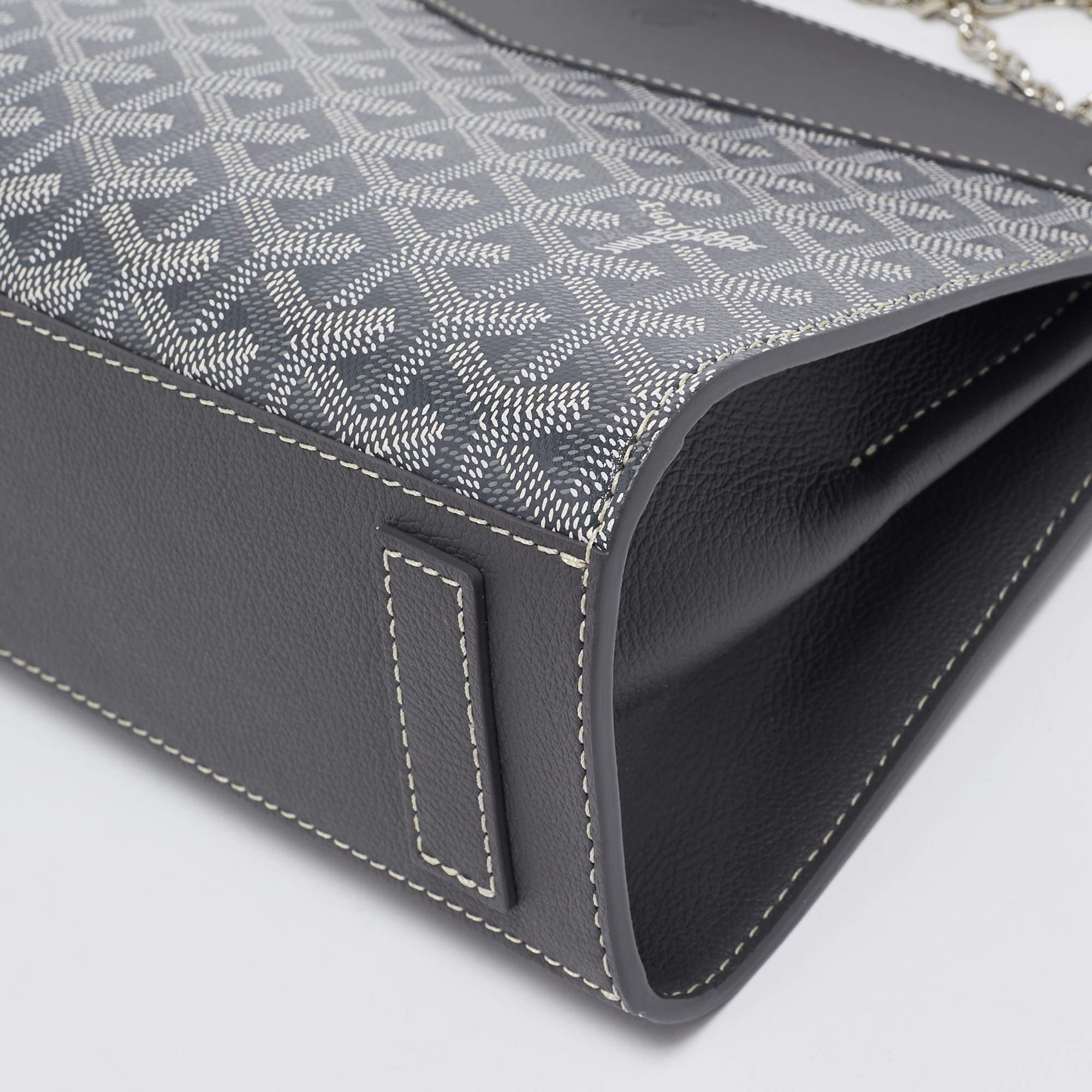 Goyard Grey Goyardine Coated Canvas and Leather Rouette Structure PM Shoulder Bag 4