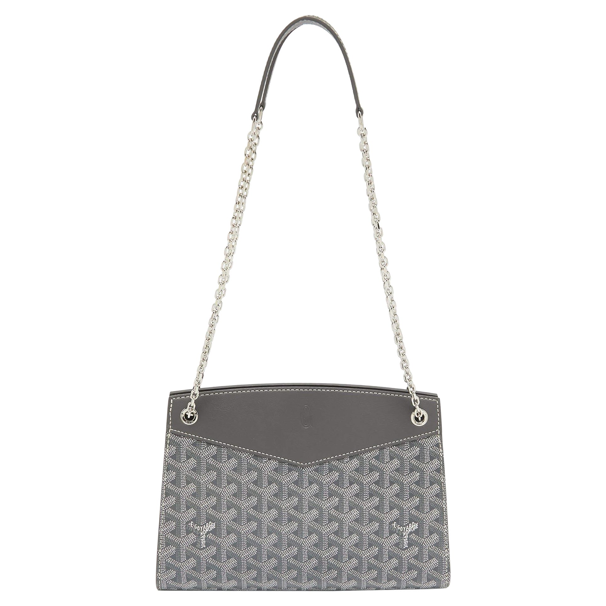 Goyard Grey Goyardine Coated Canvas and Leather Rouette Structure PM Shoulder Bag