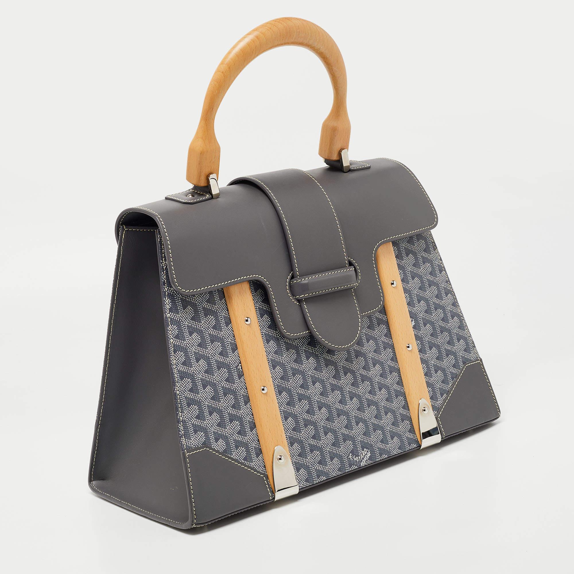 Goyard Grey Goyardine Coated Canvas and Leather Saigon MM Top Handle Bag In Good Condition In Dubai, Al Qouz 2