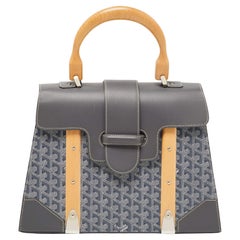 Sac Goyard Saigon MM à poignée supérieure en toile et cuir enduite Goyardine grise