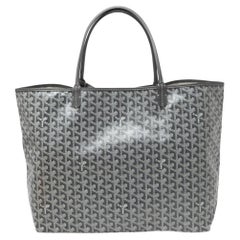 Fourre-tout Goyard GM Saint Louis en toile enduite Goyardine grise et cuir