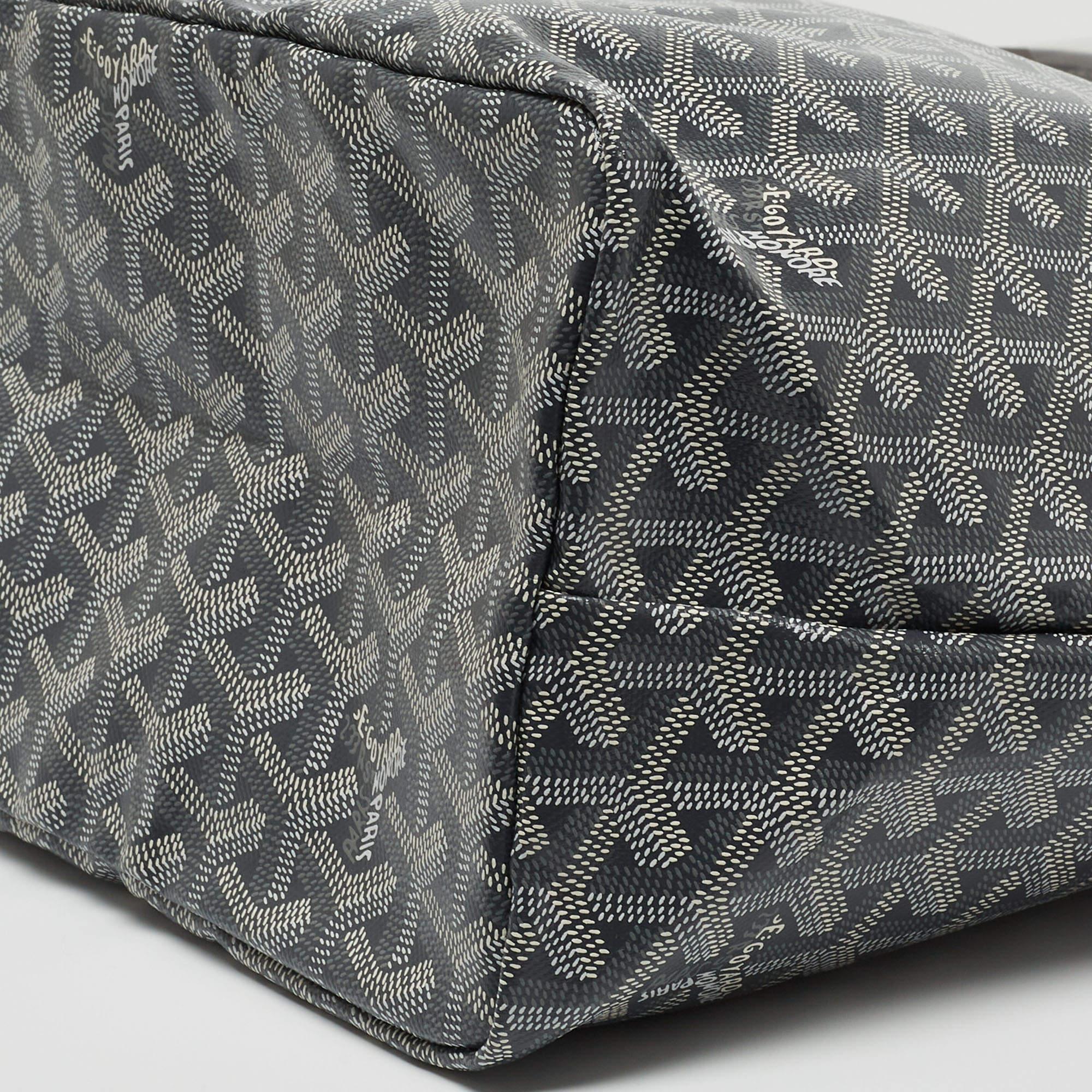 Goyard Fourre-tout en toile et cuir gris Goyardine Saint Louis PM 3