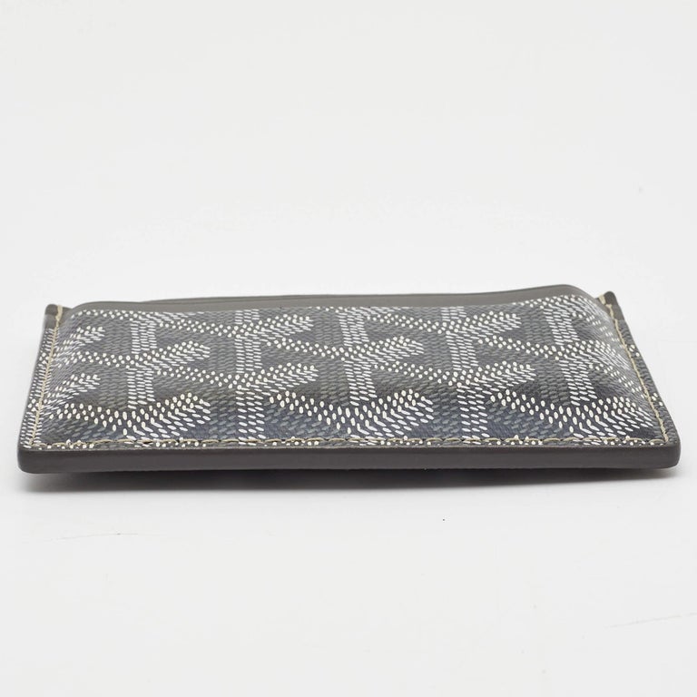 Goyard Grey Goyardine Canvas & Vauzelles Calfskin Saint-Sulpice Card Wallet (Like New), Womens Handbag