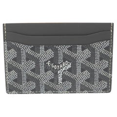 Goyard - Porte-cartes Saint Sulpice en toile enduite Goyardine grise et cuir