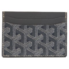 Goyard - Porte-cartes Saint Sulpice en toile enduite Goyardine grise et cuir