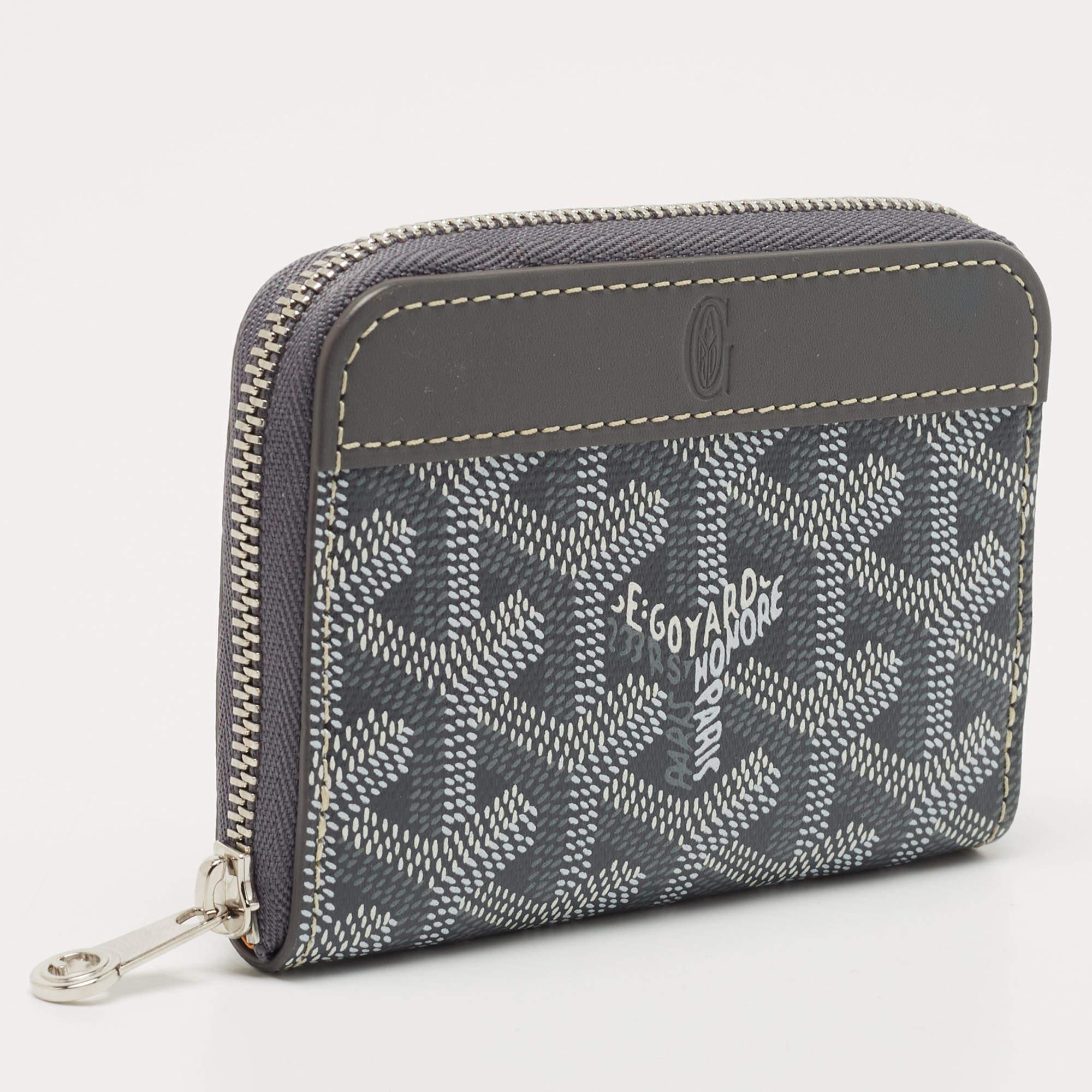 Goyard Grau Goyardine beschichtetem Segeltuch Münze Geldbeutel im Zustand „Gut“ in Dubai, Al Qouz 2