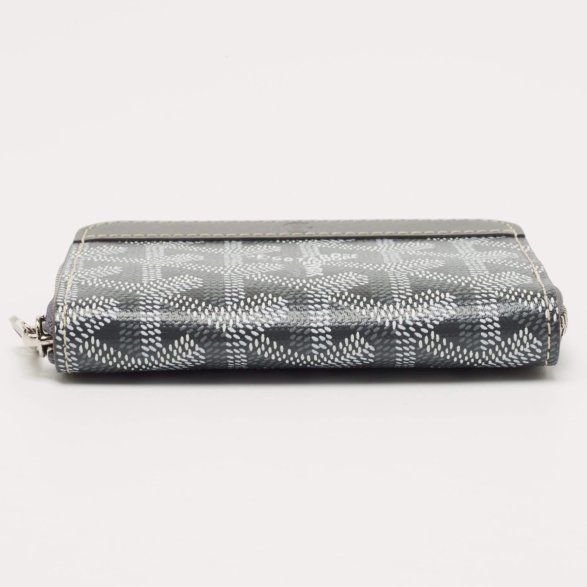 Goyard Grau Goyardine beschichtetem Segeltuch Münze Geldbeutel Damen