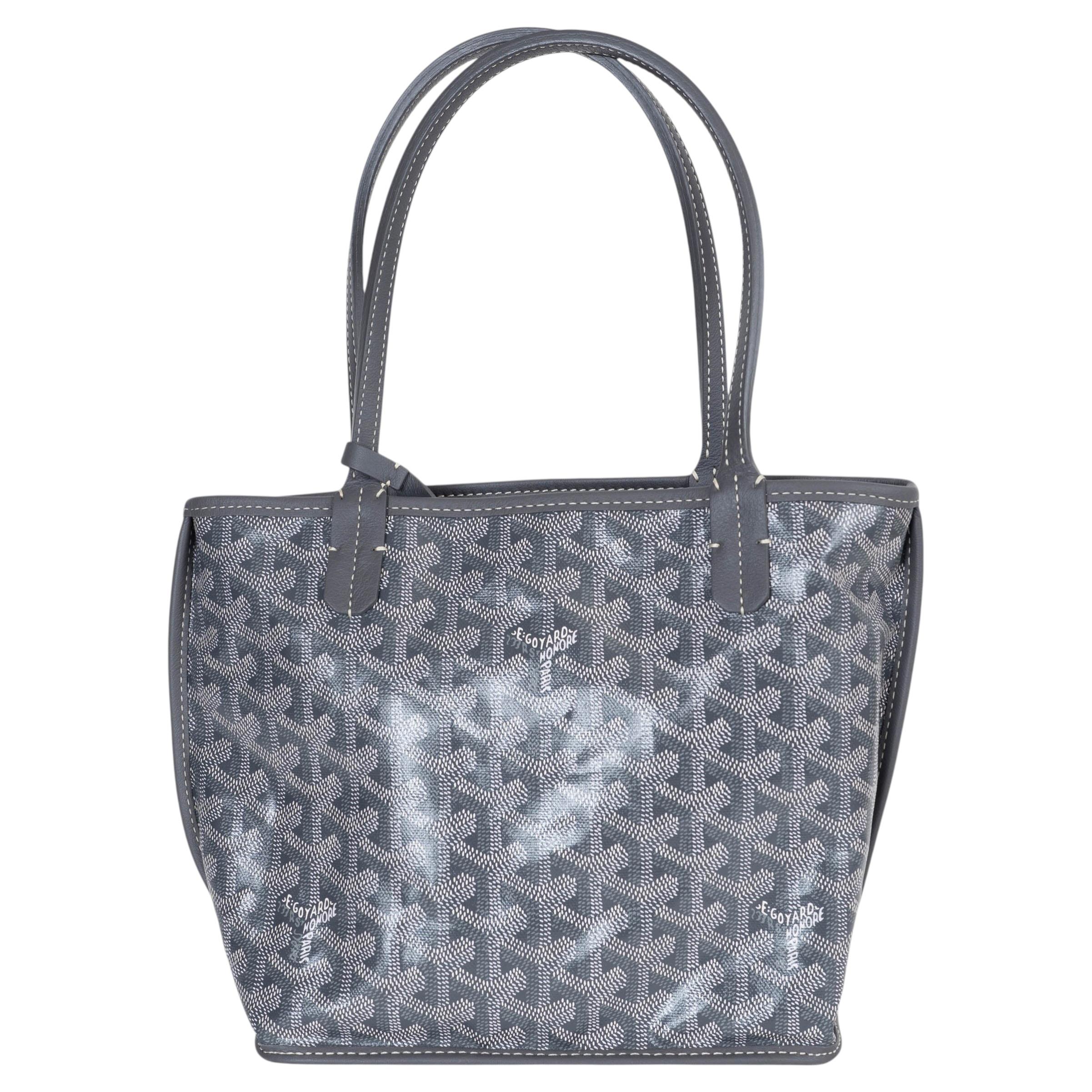 GOYARD grey Goyardine & leather ANJOU MINI REVERSIBLE Tote