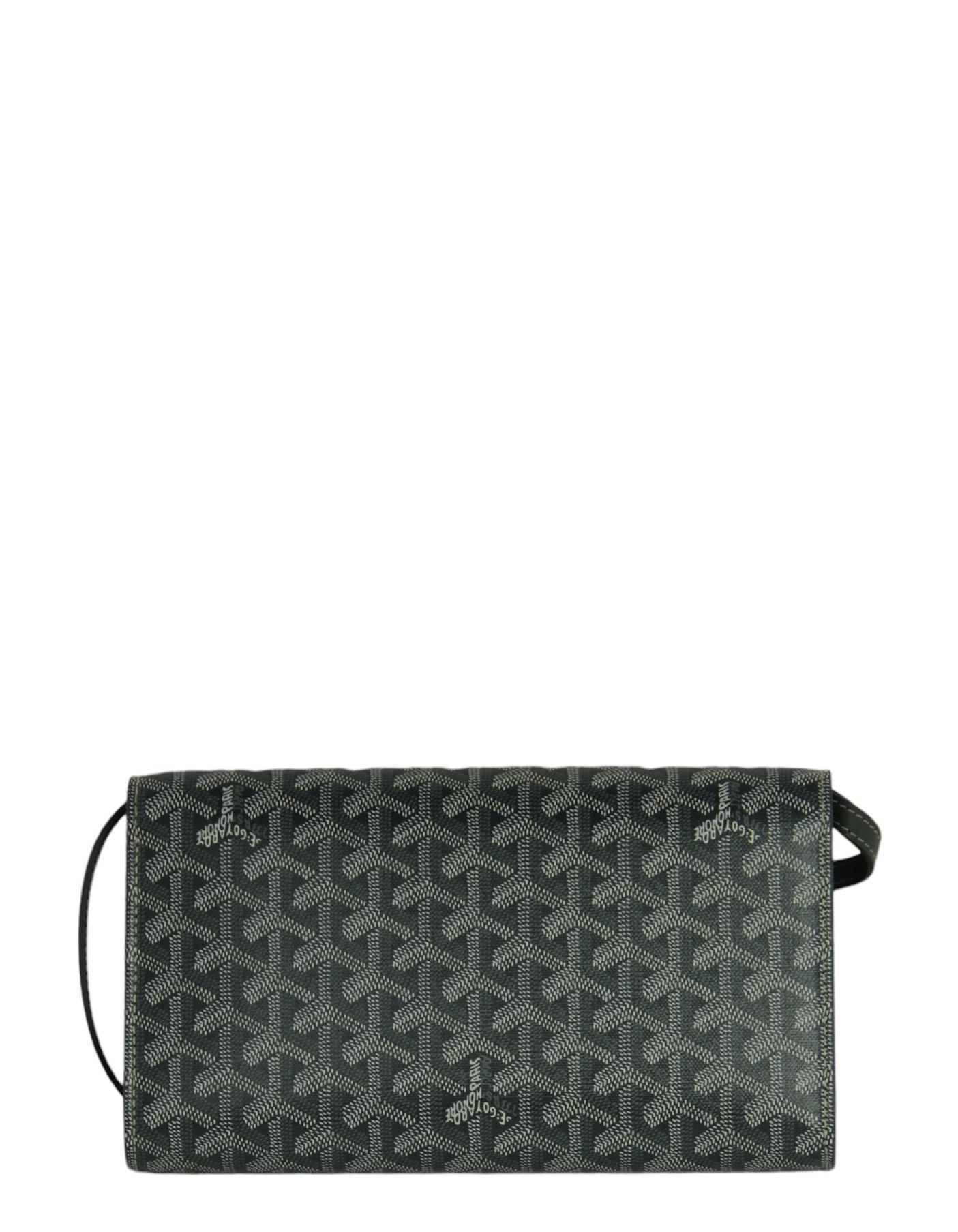 Black Goyard Grey Goyardine Monte Carlo Bois Clutch Bag w/ Strap