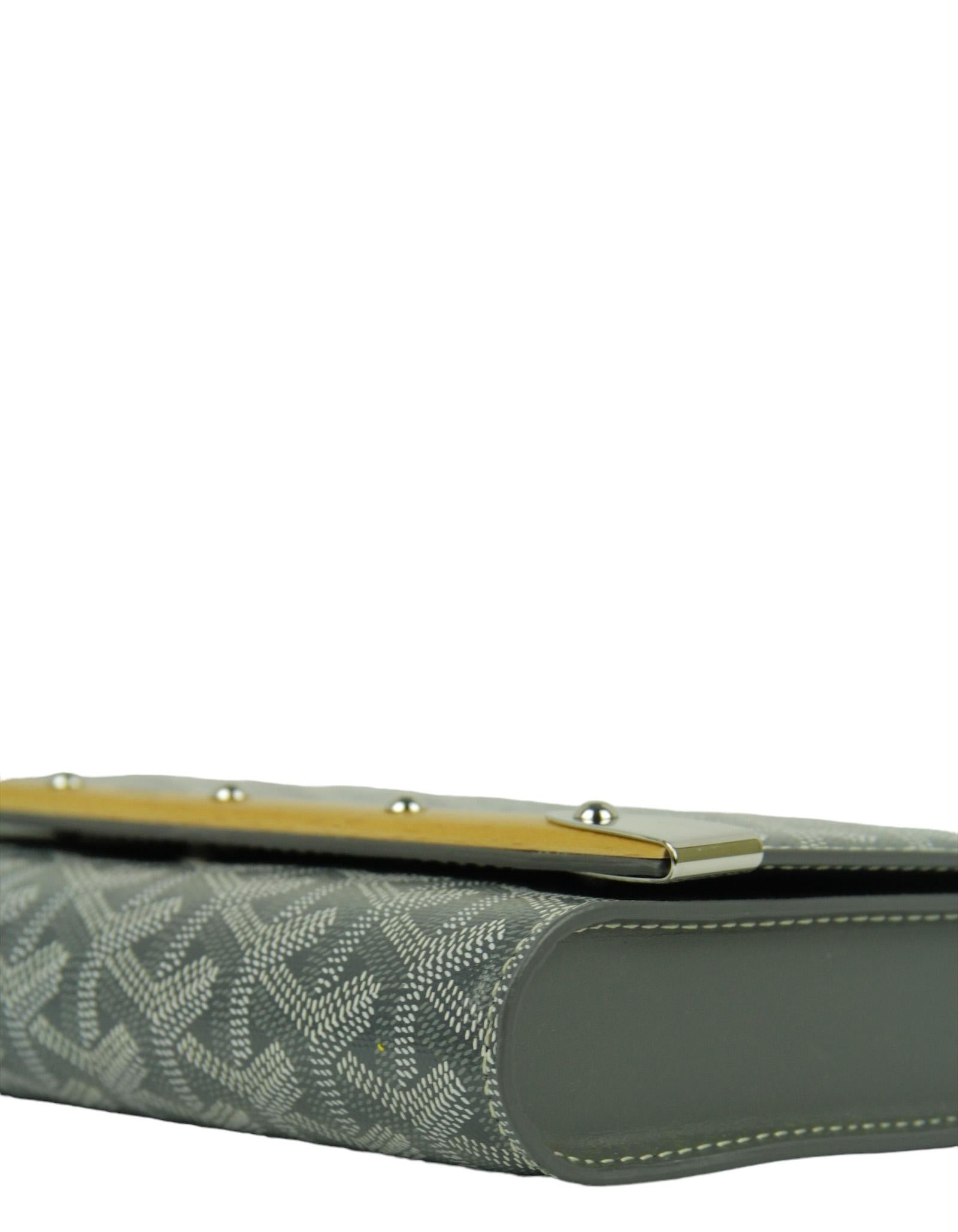 Women's Goyard Grey Goyardine Monte Carlo Bois Clutch Bag w/ Strap