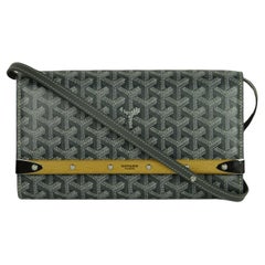 Goyard Grey Goyardine Monte Carlo Bois Clutch Bag w/ Strap