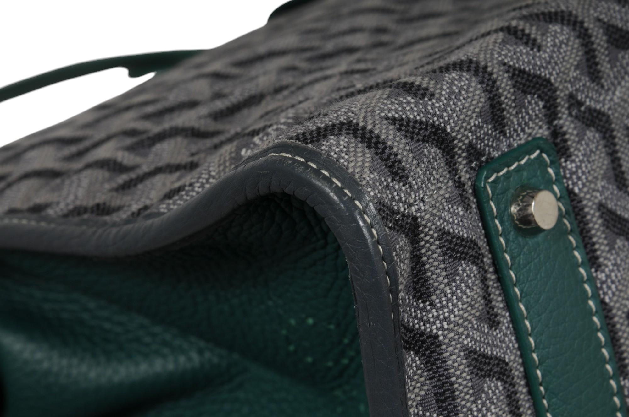 Goyard Hardy PM Tote Bag Limited Edition 11/24 Grau Segeltuch Grün Leder Reisen im Angebot 9